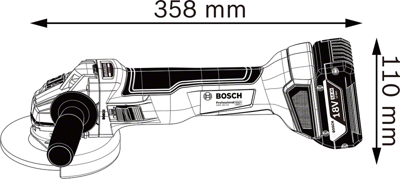 Bosch Akku-Winkelschleifer GWS 18V-10 Ø 125 mm / 2x 5,0 Ah Akku + Ladegerät inkl. Zubehör-Set in L-Boxx