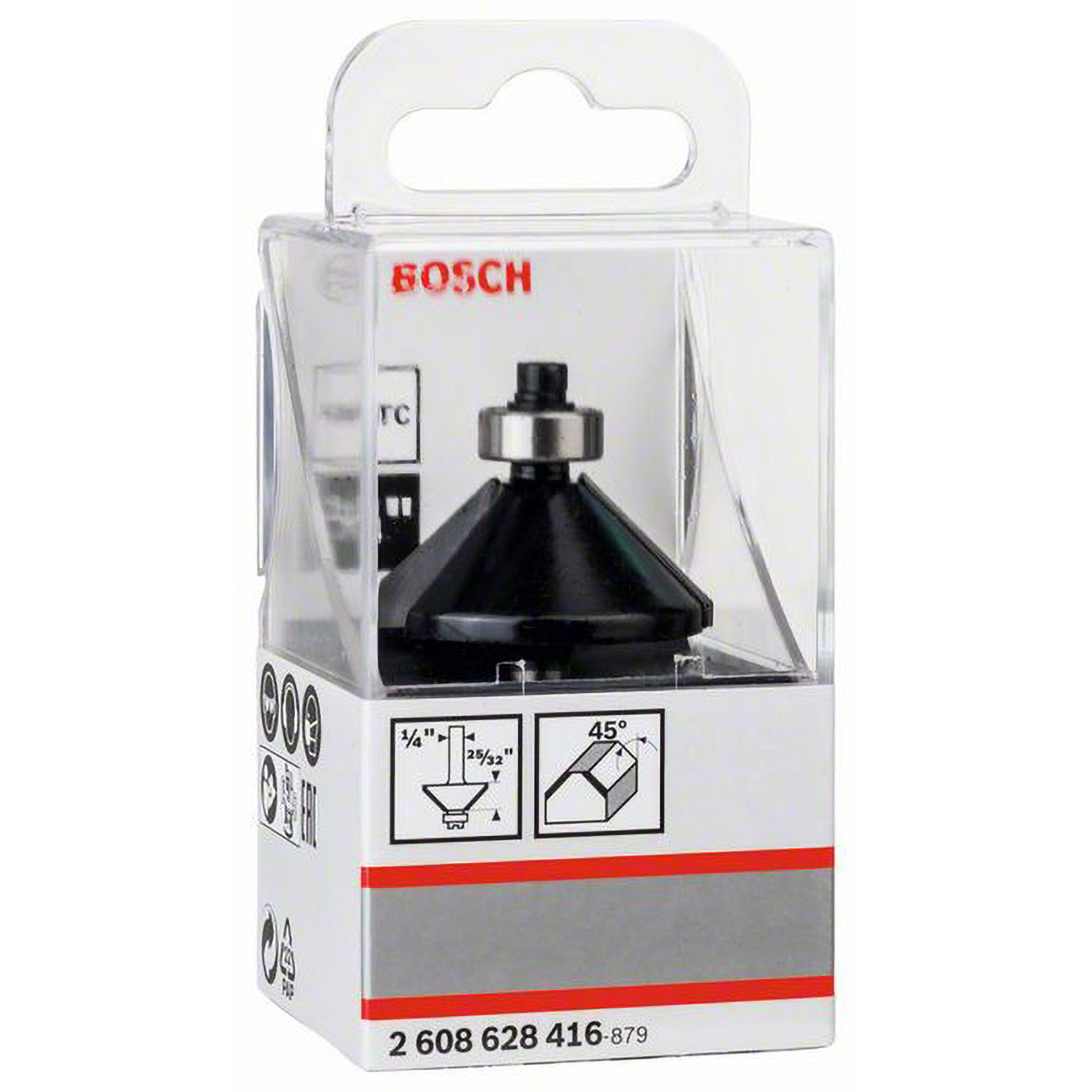 Bosch Fasefräser 1/4" Ø 34,9 mm B 13 mm L 14,7 mm G 56 mm 45° - 2608628416