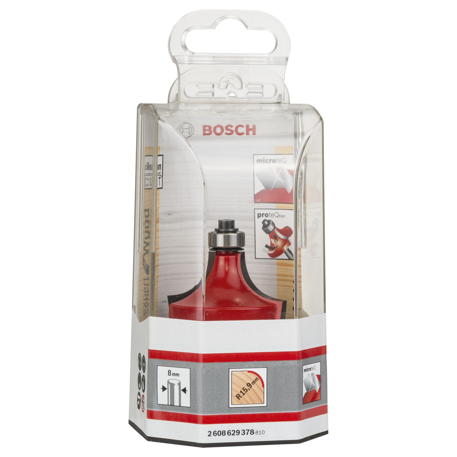 Bosch Abrundfräser Expert for Wood 8 mm D 44,4 mm R1 15,9 mm AL 22,2 mm G 64,7 mm - 2608629378