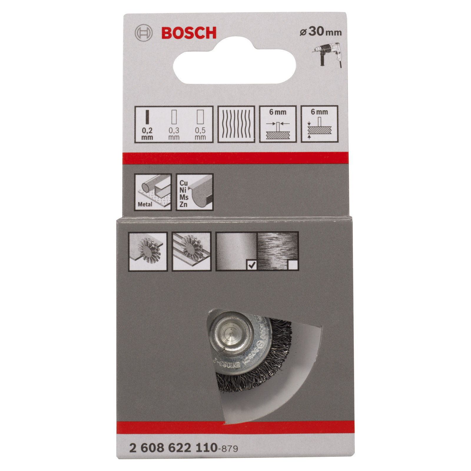 Bosch Scheibenbürste gewellter Stahldraht 0,2 x 30 x 6 mm - 2608622110