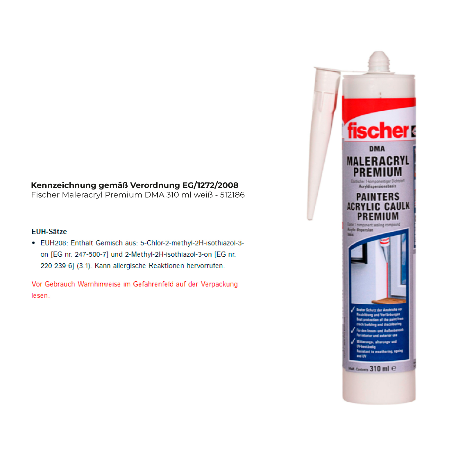 Fischer Maleracryl Premium DMA 310 ml weiß - 512186