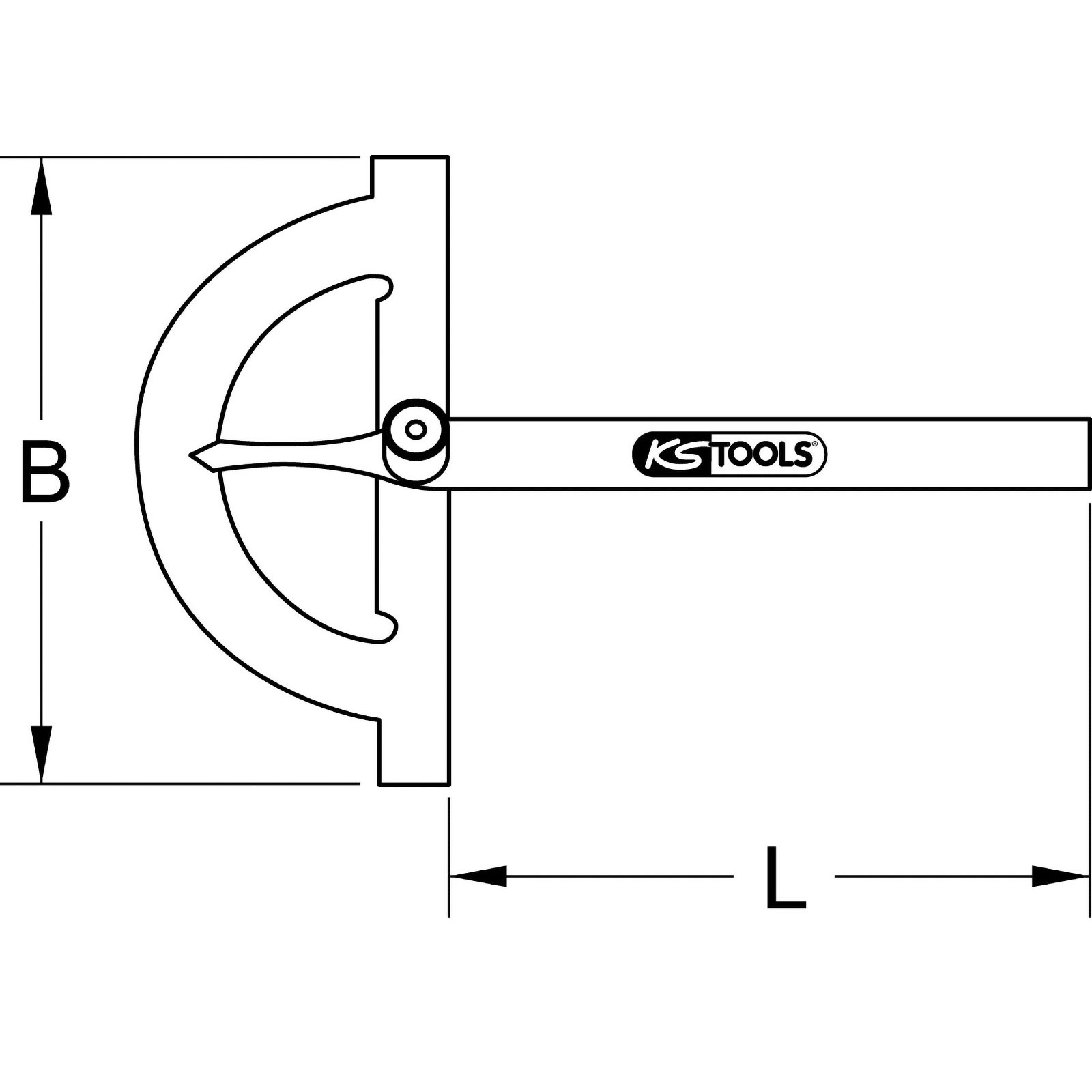 KS TOOLS Winkelgradmesser mit offenen Bogen 200 mm - 300.0642