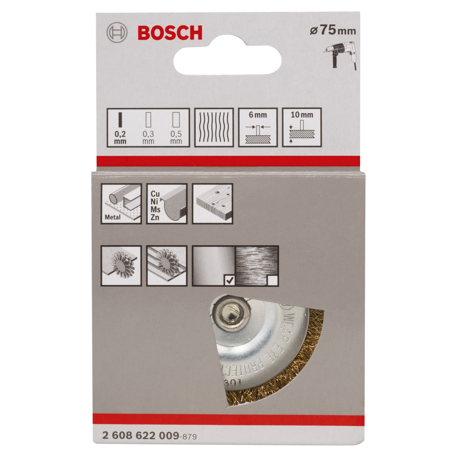 Bosch Scheibenbürste gewellter Messingdraht 0,2 x 75 x 10 mm - 2608622009