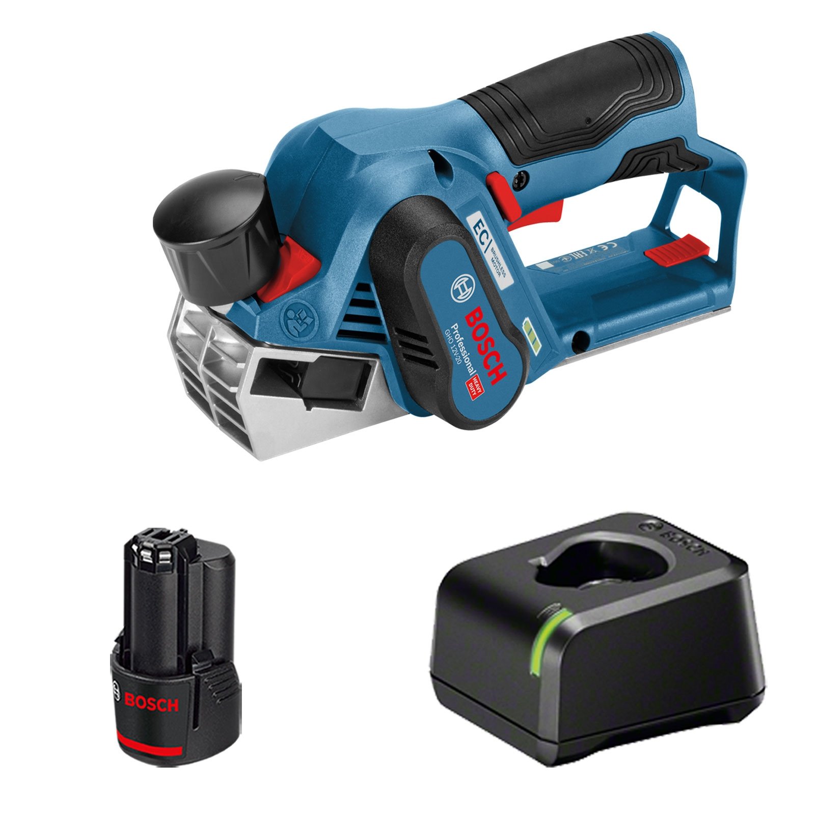 Bosch Akku-Hobel GHO 12V-20 12 V / 1x 3,0 Ah Akku + Ladegerät 