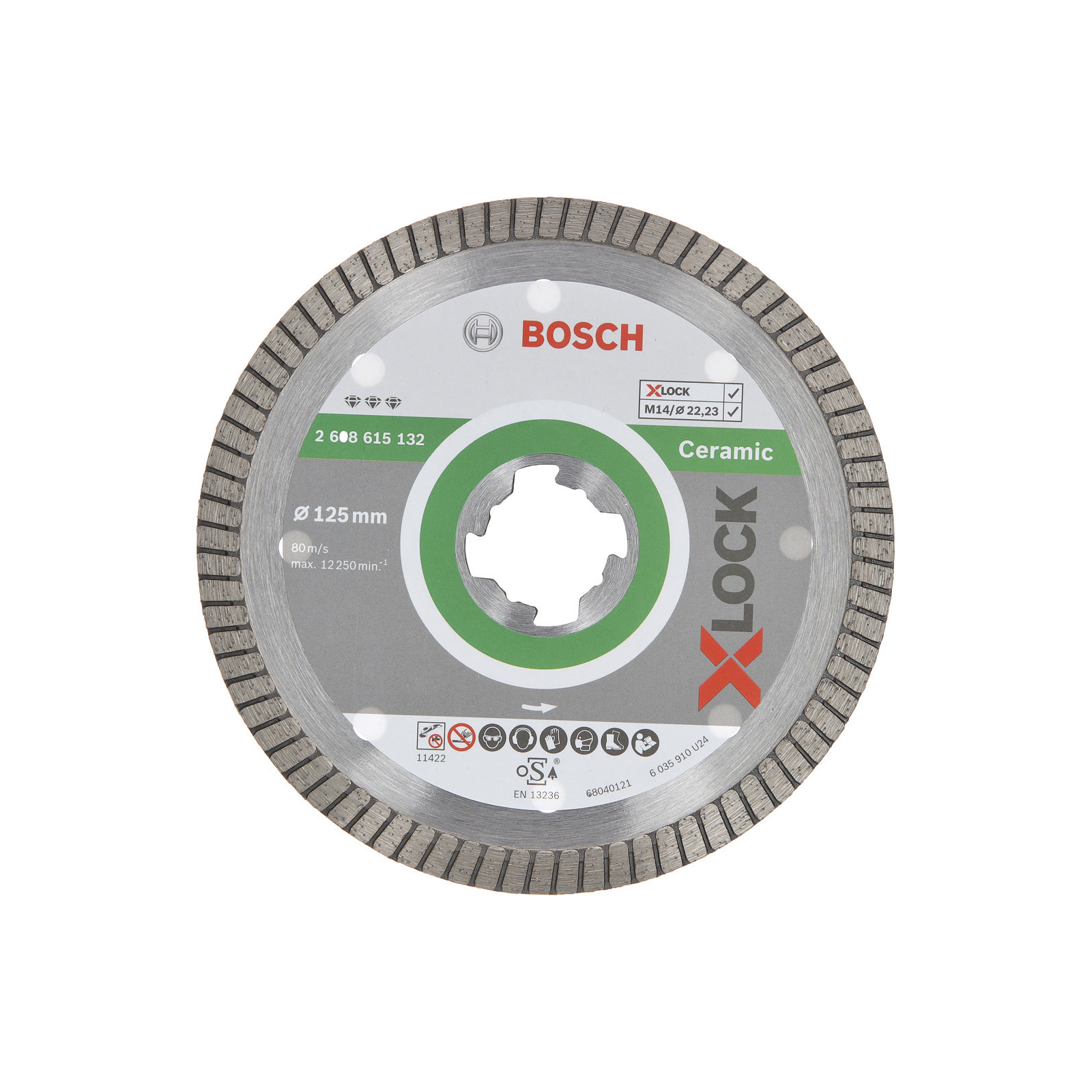 Bosch X-LOCK Diamanttrennscheibe Best for Ceramic Extraclean Turbo 125 x 22,23 x 1,4 x 7 mm - 2608615132