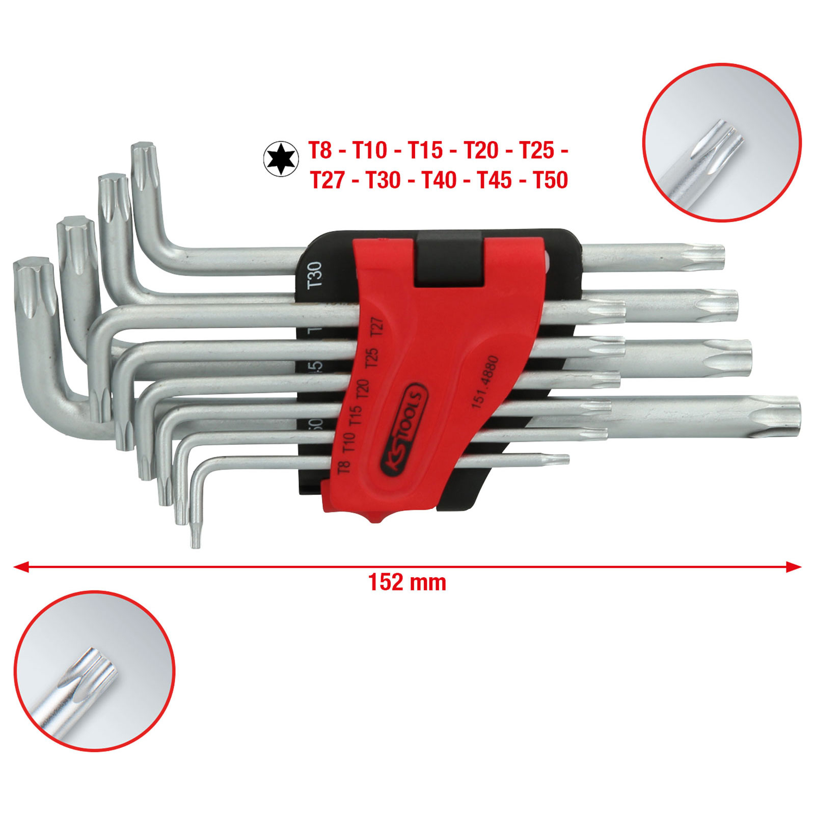 KS TOOLS Torx-Winkelstiftschlüssel-Satz lang 10tlg. - 151.4880