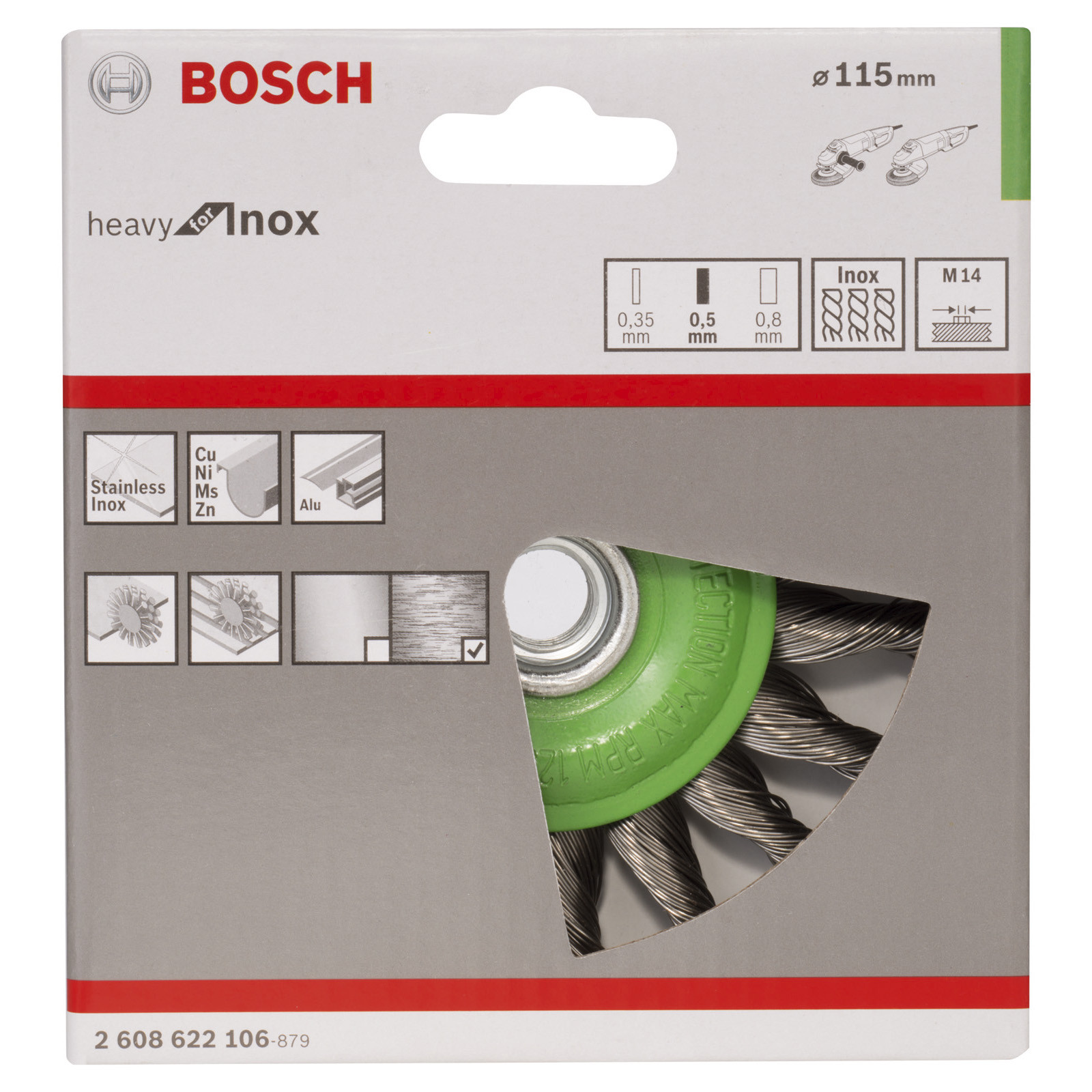 Bosch Scheibenbürste gezopfter Edelstahldraht 0,5 x 115 mm - 2608622106