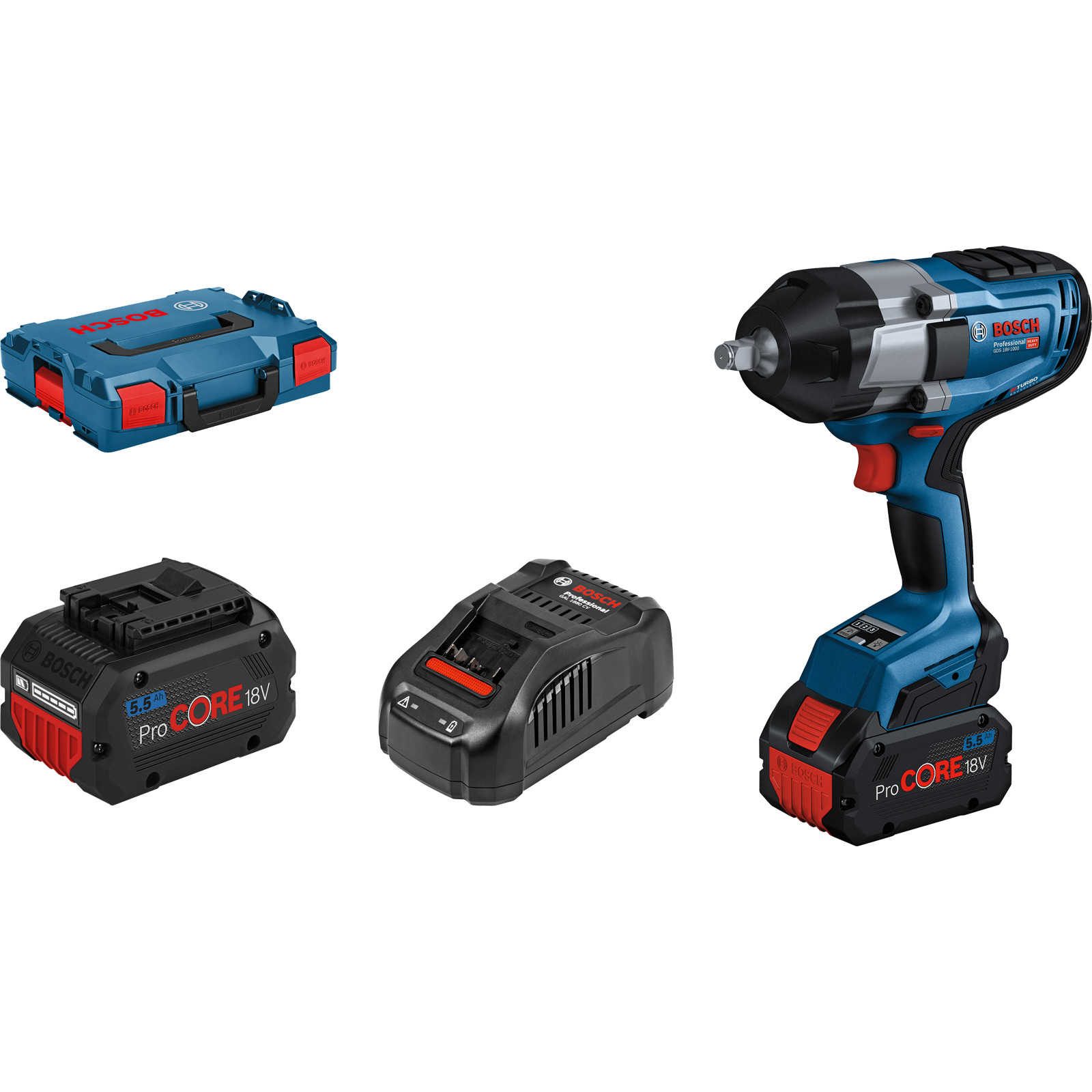 Bosch Akku-Drehschlagschrauber GDS 18V-1000 / 2x 5,5 Ah ProCORE18V Akku in L-Boxx - 06019J8303