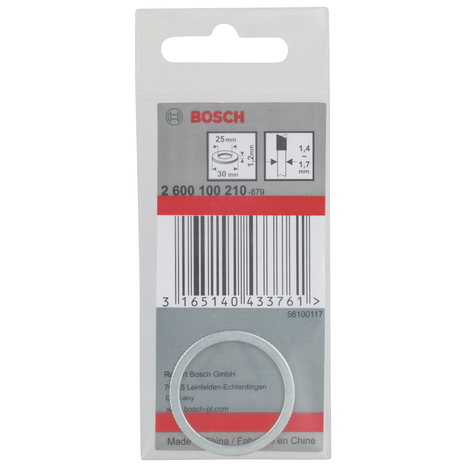 Bosch Reduzierring für Kreissägeblätter, 30 x 25 x 1,2 mm - 2600100210