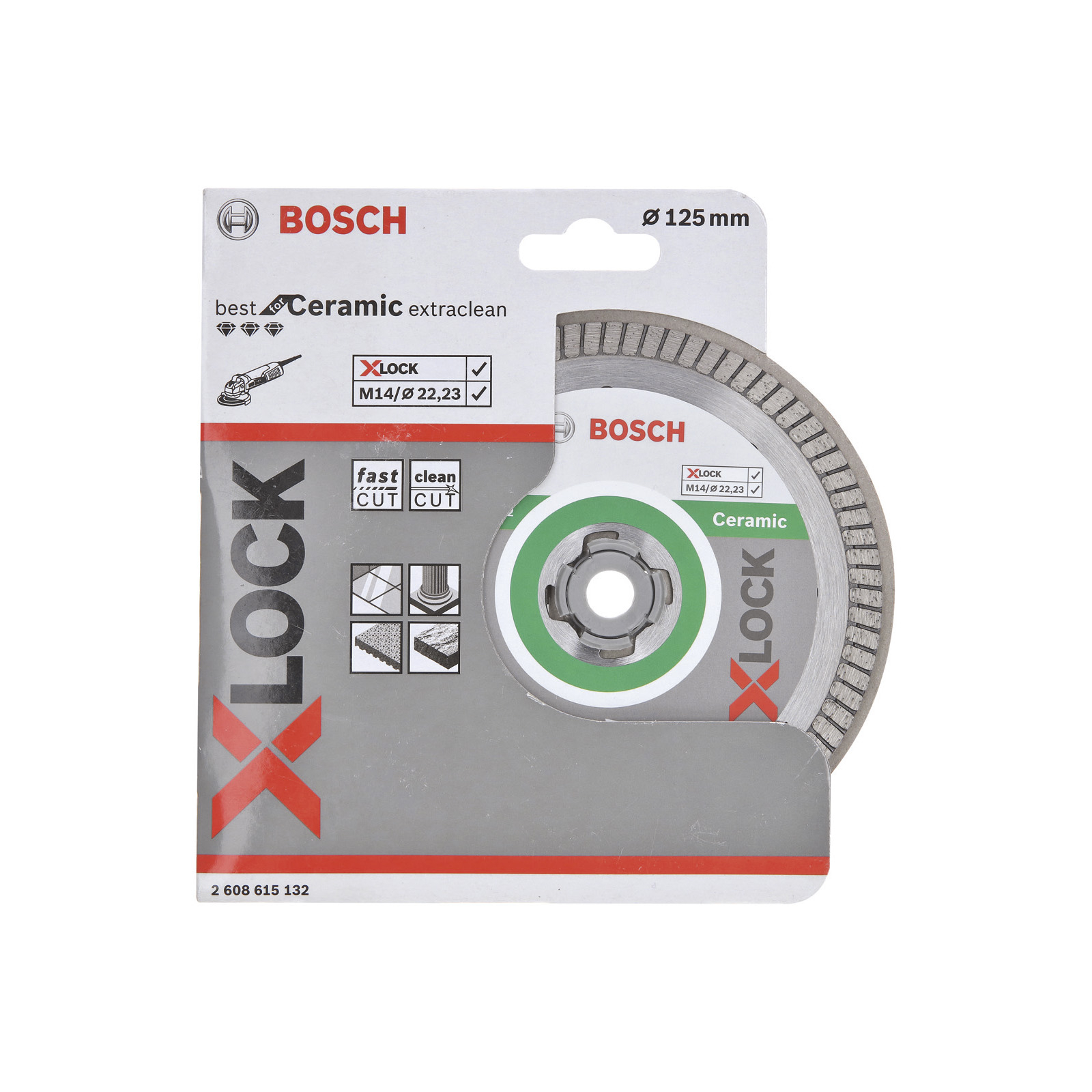 Bosch X-LOCK Diamanttrennscheibe Best for Ceramic Extraclean Turbo 125 x 22,23 x 1,4 x 7 mm - 2608615132