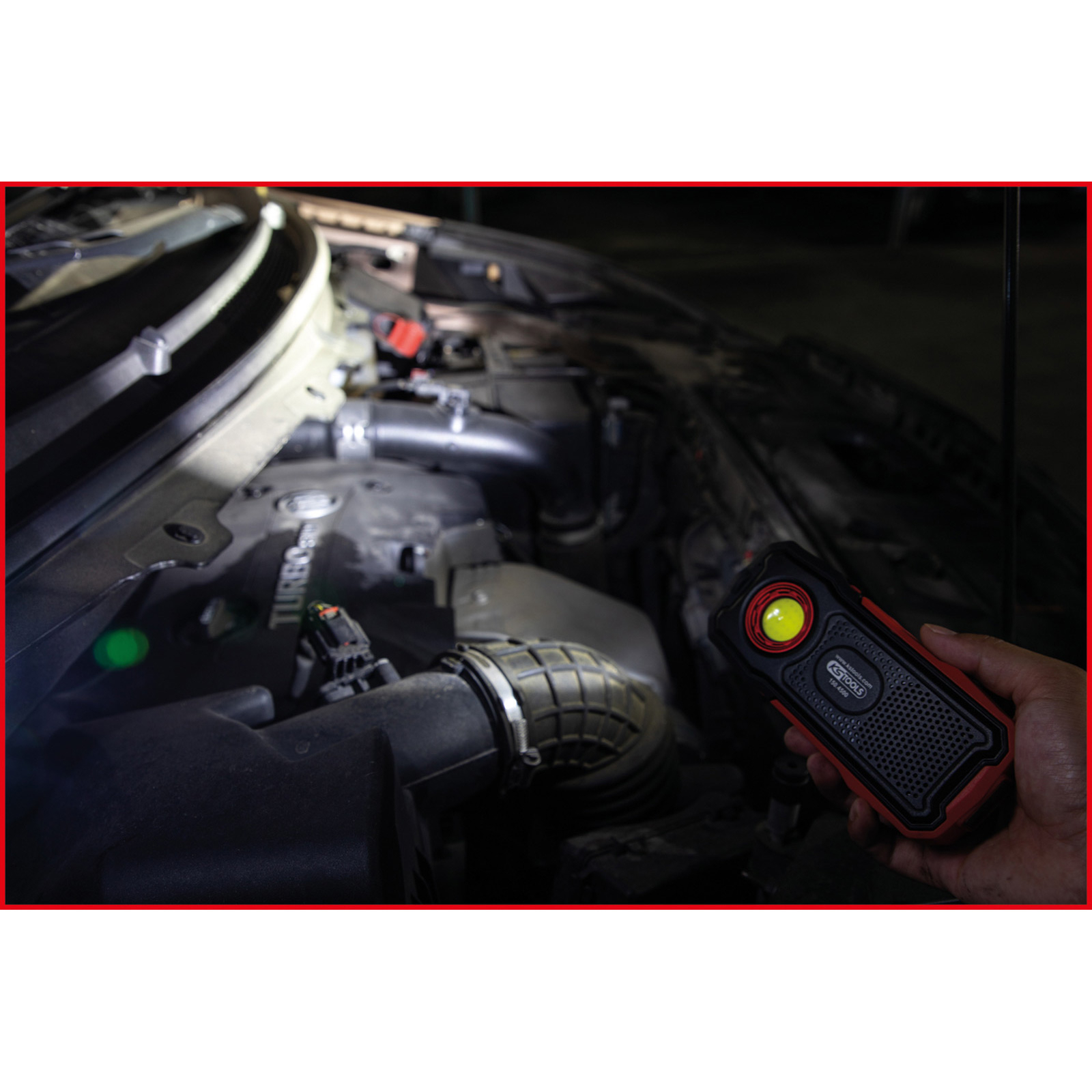 KS TOOLS Mobile Werkstatt-Handlampe 500 Lumen mit Bluetooth Lautsprecher knickbar - 150.4500