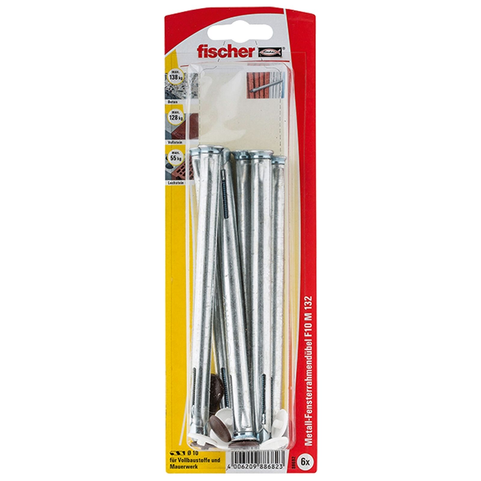 Fischer 6x Fensterrahmendübel F 10 M 132 - 88682