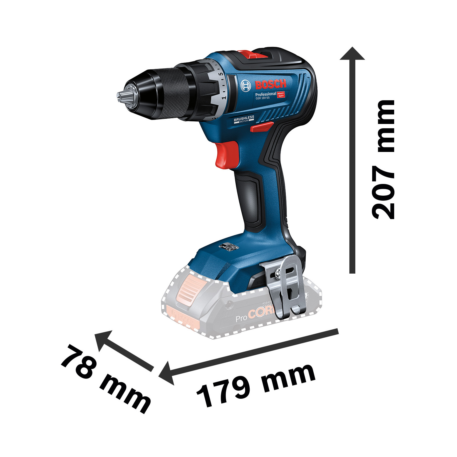 Bosch Akku-Bohrschrauber GSR 18V-55 / 2x 4,0 Ah Akku + Ladegerät