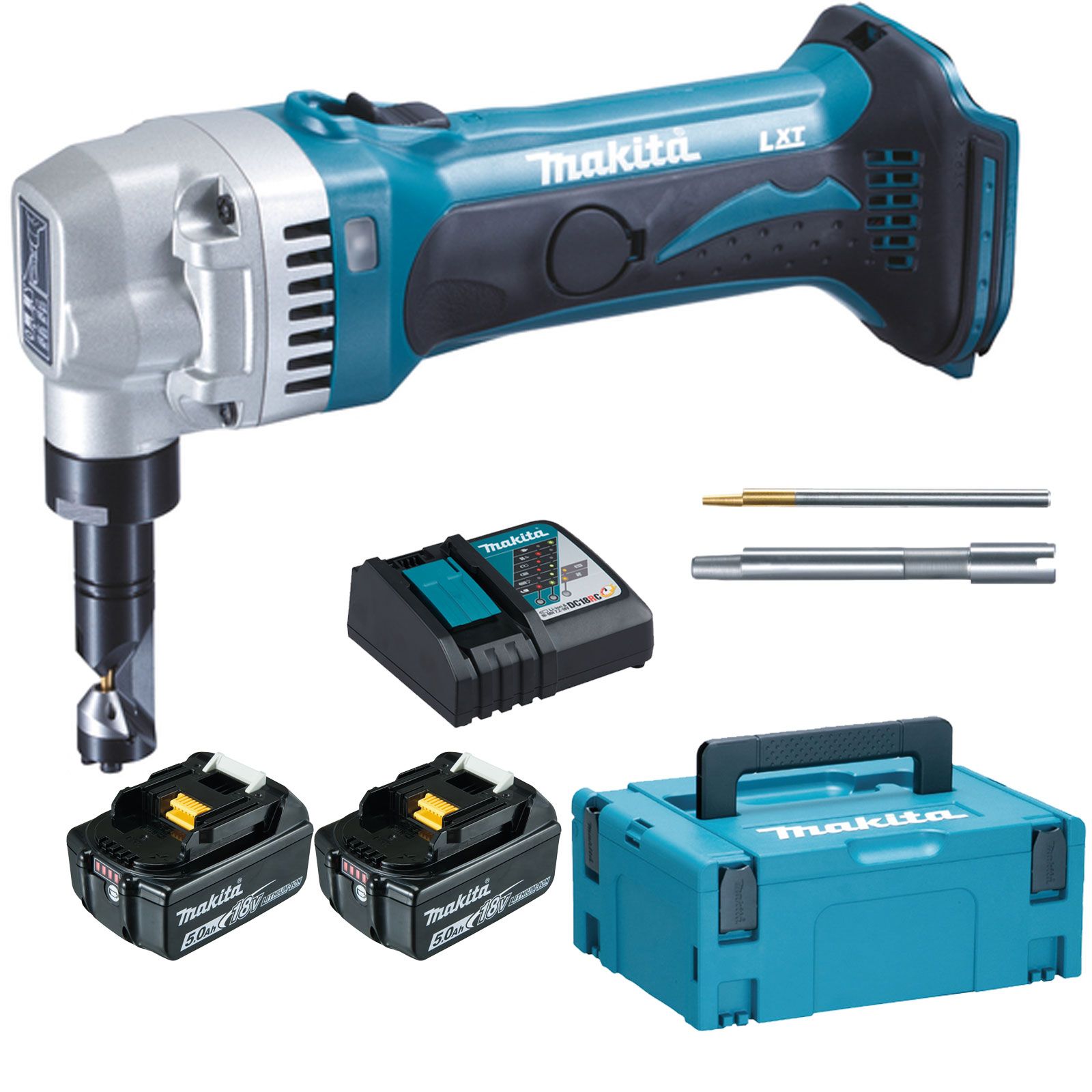 Makita DJN161RTJ Akku-Knabber 1,6mm 18 V / 2x 5,0 Ah Akku + Ladegerät im Makpac