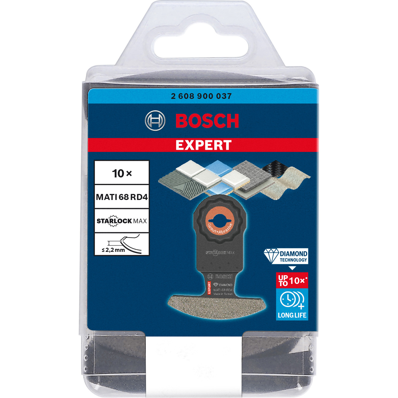 Bosch 10x Expert MATI 68 RD4 Starlock Max Eckblatt für Multifunktionswerkzeuge 68 x 30 mm - 2608900037