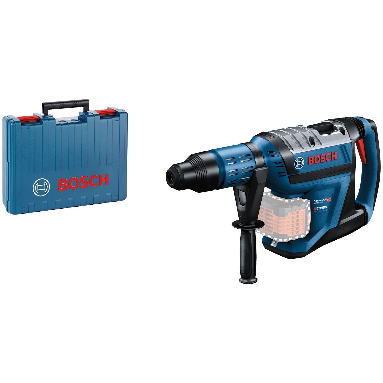 Bosch Akku-Bohrhammer BITURBO GBH 18V-45 C mit SDS max Solo inkl. Zubehör-Set im Koffer - 0611913000