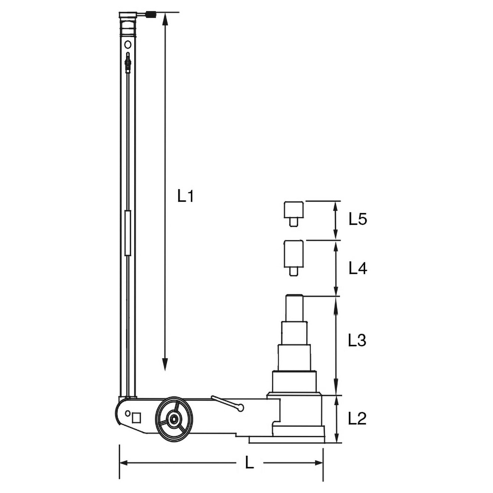 KS TOOLS Lufthydraulischer Wagenheber 40 t / 20 t 600 mm - 160.0742