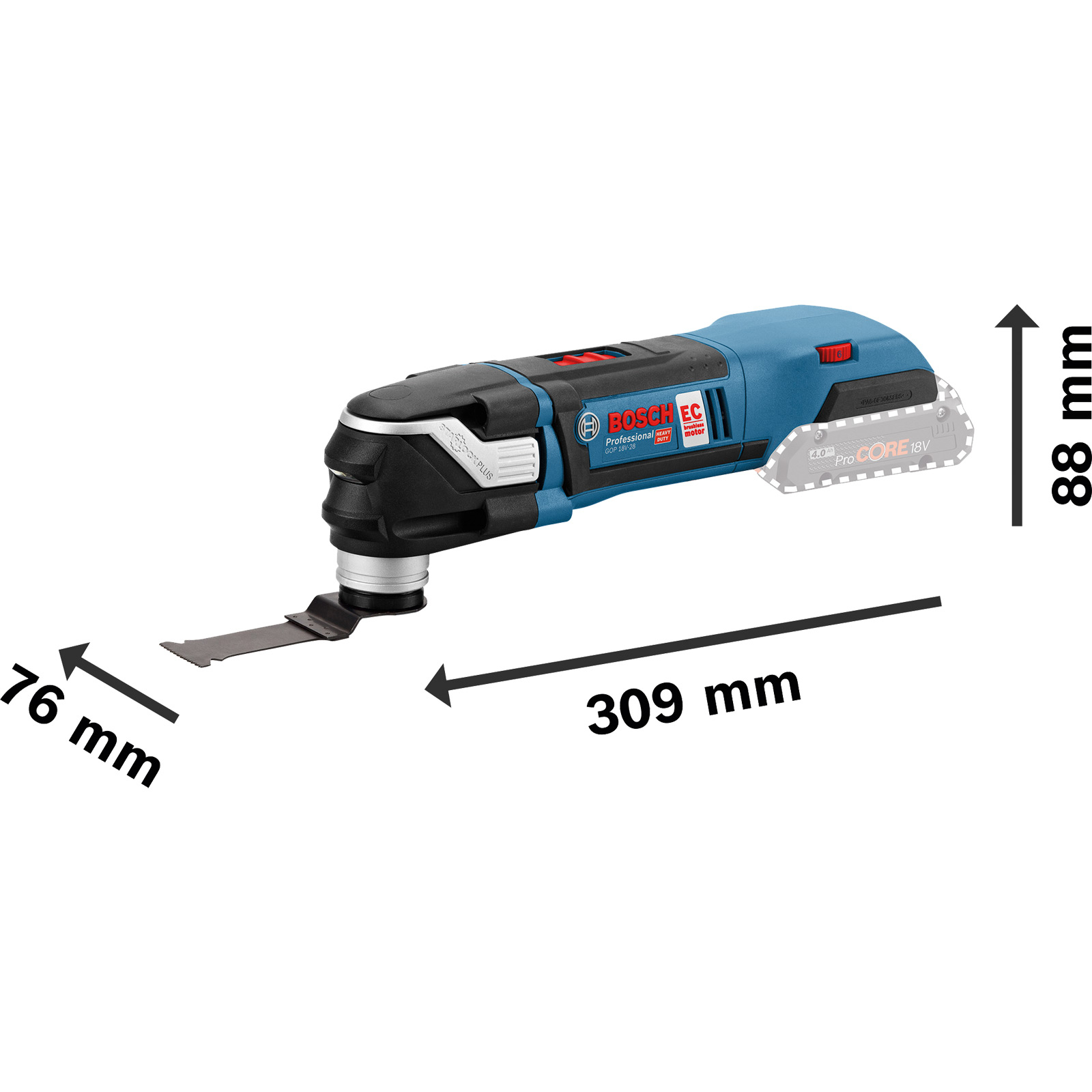 Bosch Akku-Multi-Cutter GOP 18V-28 / 2x 4,0 Ah ProCORE18V Akku + Ladegerät in L-Boxx