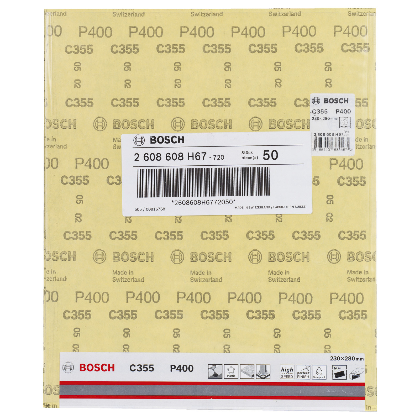 Bosch 50x Schleifblatt C355 Papierschleifblatt 230 x 280 mm 400 - 2608608H67