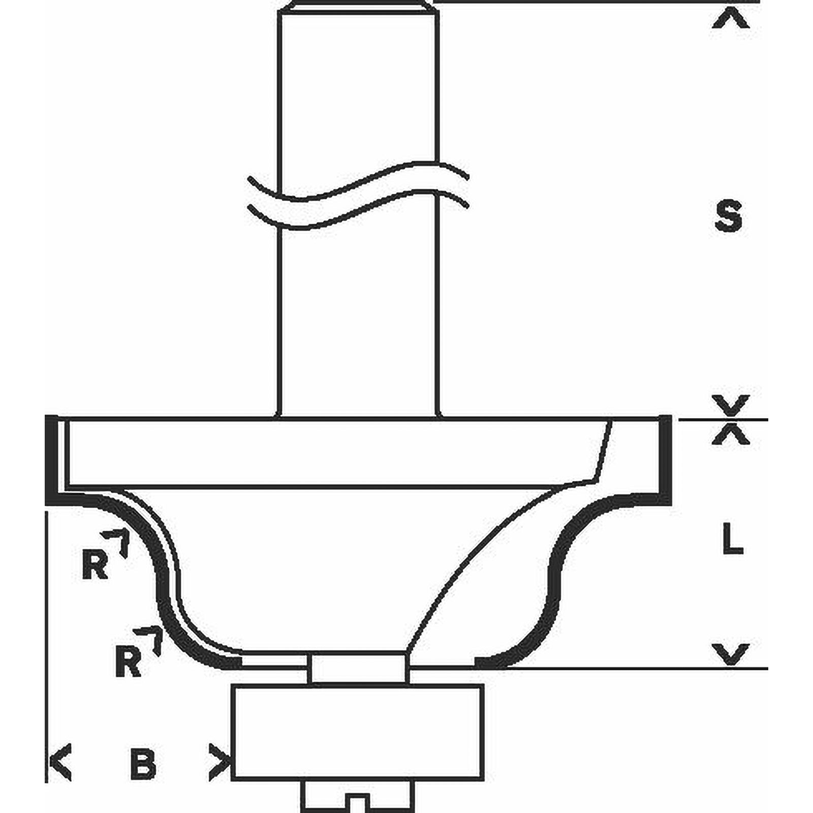 Bosch Kantenformfräser B 6 mm R1 4 mm Ø 28,6 mm B 8 mm L 12,4 mm G 54 mm - 2608628454