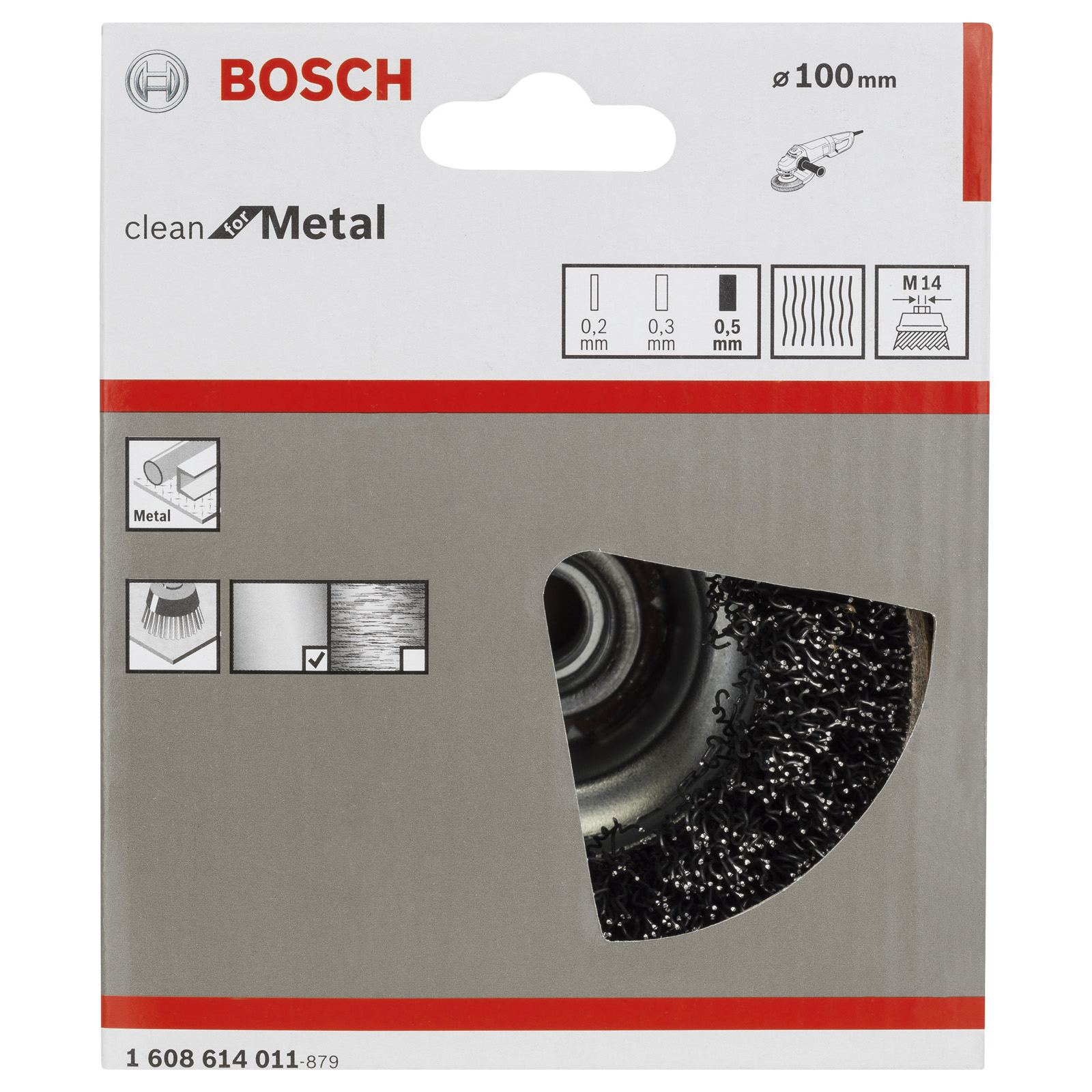 Bosch Topfbürste gewellter Stahldraht M 14 0,5 x 100 mm - 1608614011