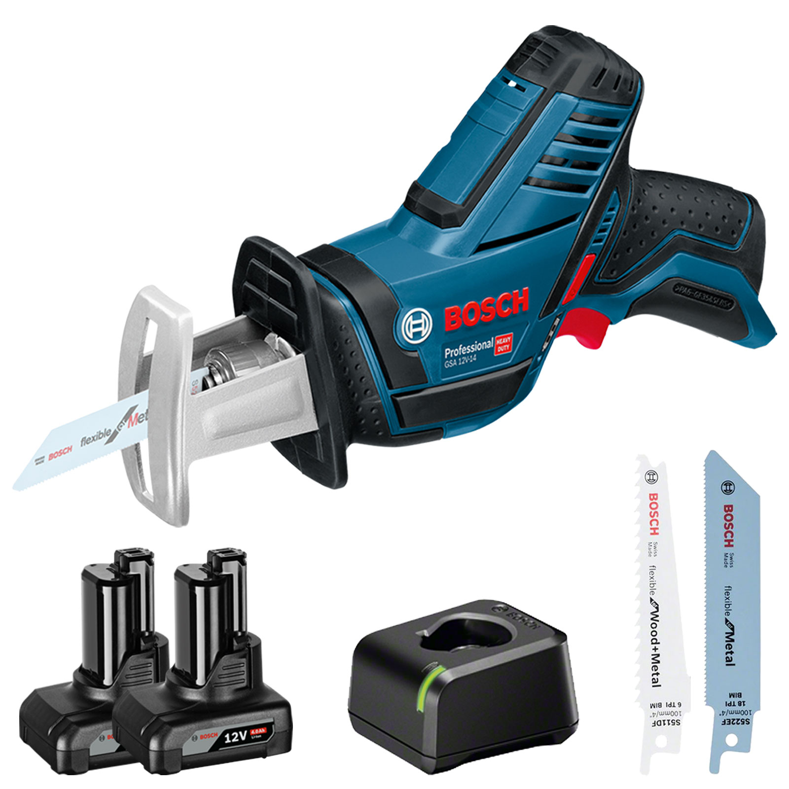 Bosch Akku-Säbelsäge GSA 12V-14 / 2x 4,0 Ah Akku + Ladegerät