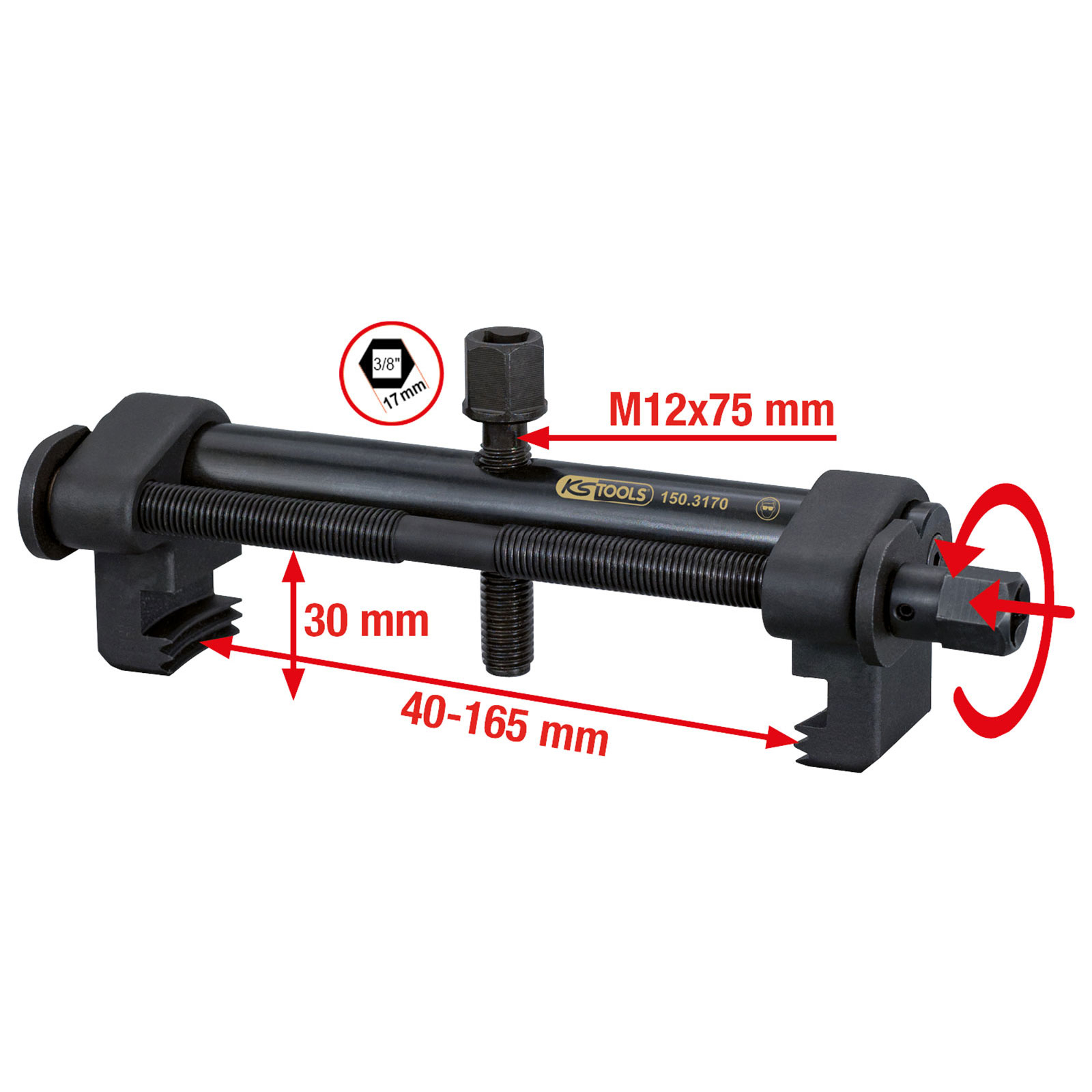 KS TOOLS Universal-Rillen-Riemenscheiben-Abzieher Ø 40-165 mm - 150.3170