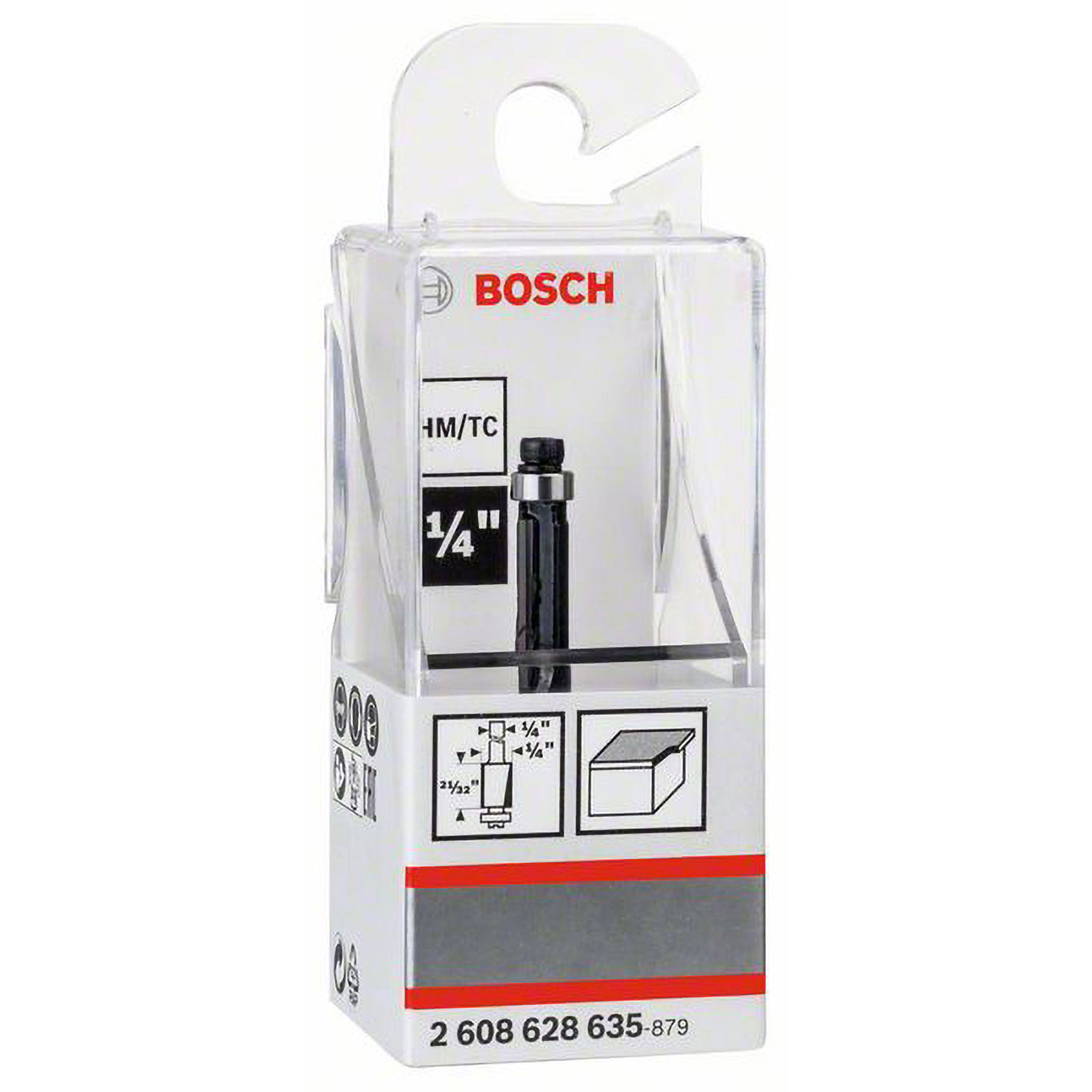 Bosch Laminat-Bündigfräser 1/4" Ø 6,35 mm L 16,2 mm G 54 mm - 2608628635