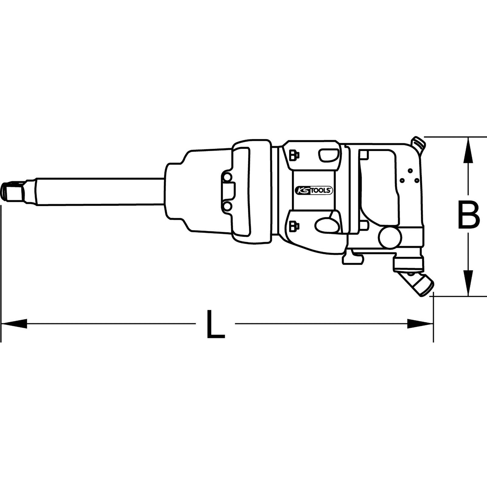 KS TOOLS 1" superMONSTER Hochleistungs-Druckluft-Schlagschrauber 3.405 Nm 504 mm - 515.3280