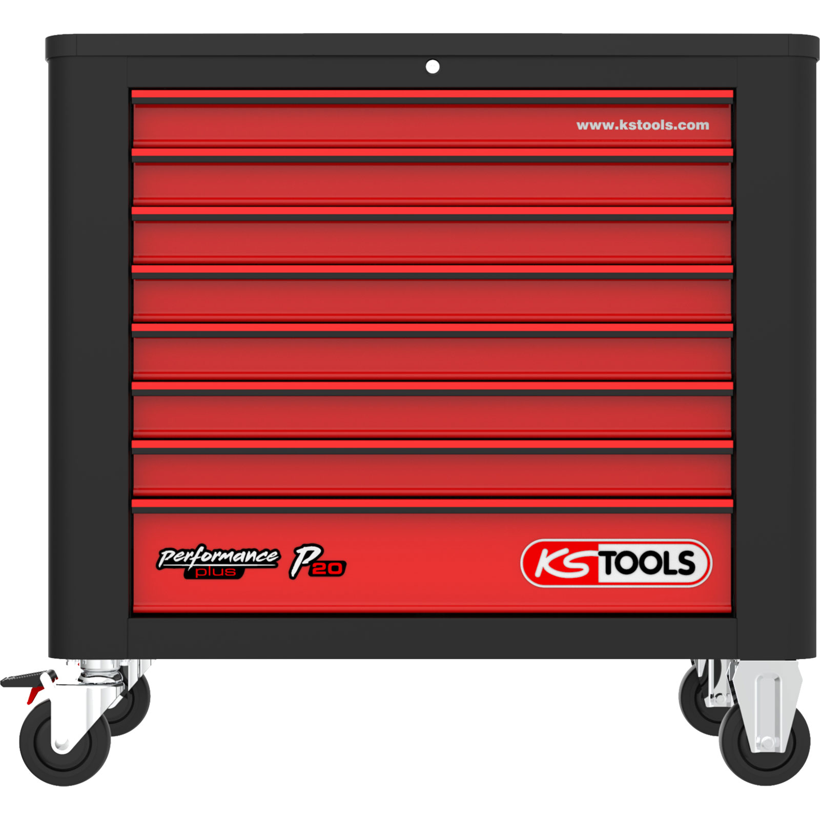 KS TOOLS PERFORMANCEplus P20 SCHWARZ/ROT Werkstattwagen mit 8 Schubladen - 873.2008