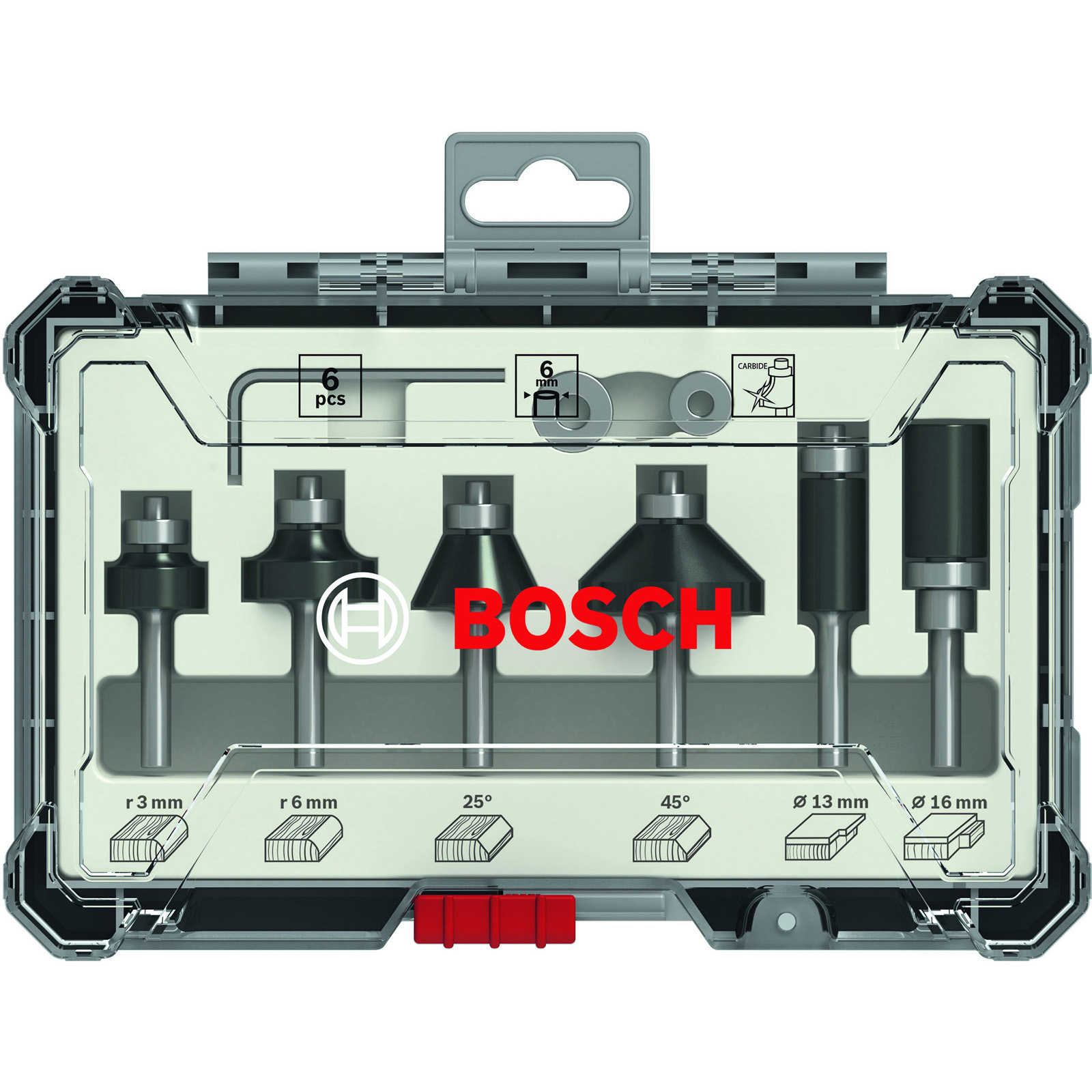 Bosch 6tlg. Trim&Edging Set 6mm Schaft geeignet für Kantenfräse GKF - 2607017468