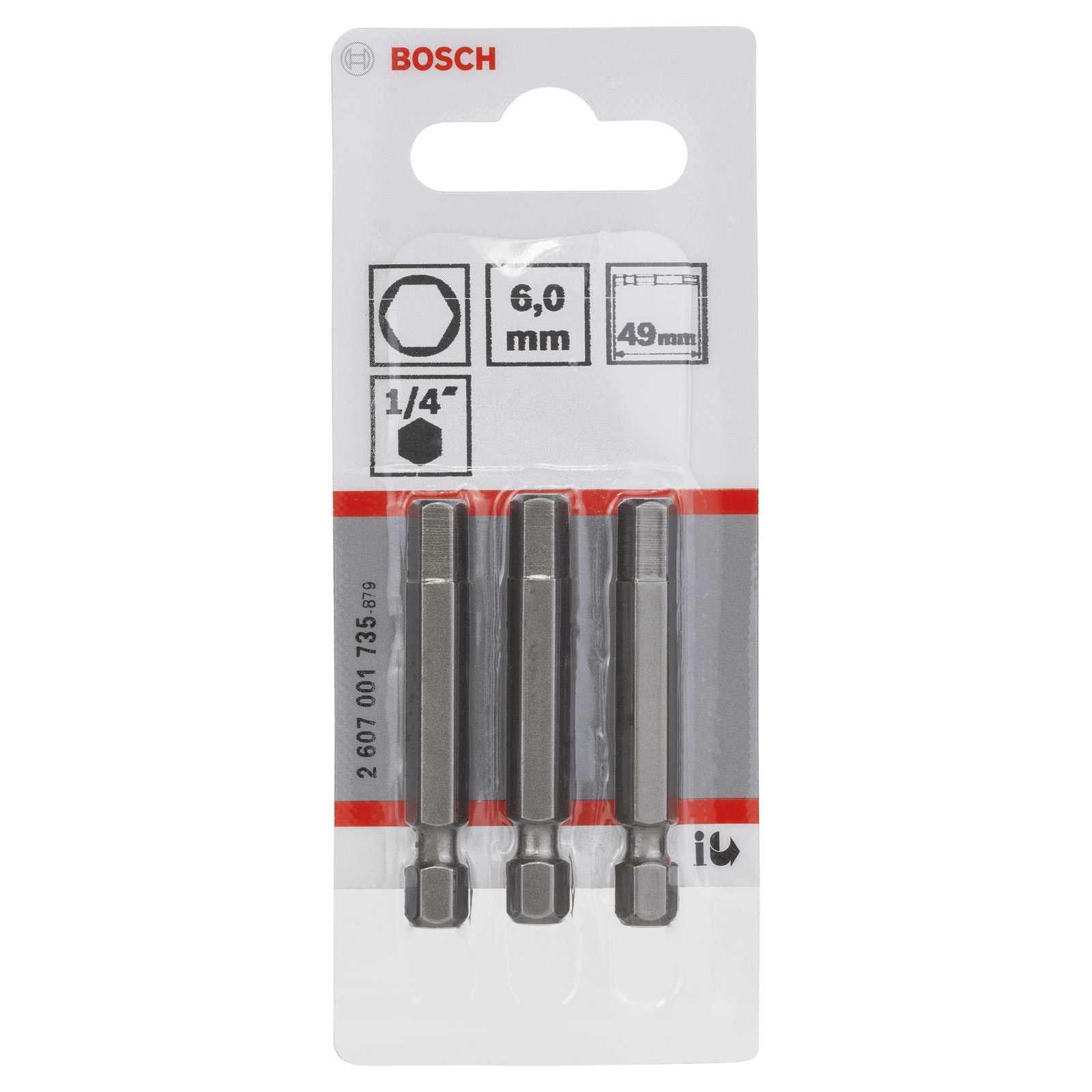 Bosch 3x Schrauberbit Extra-Hart, HEX 6, 49 mm - 2607001735