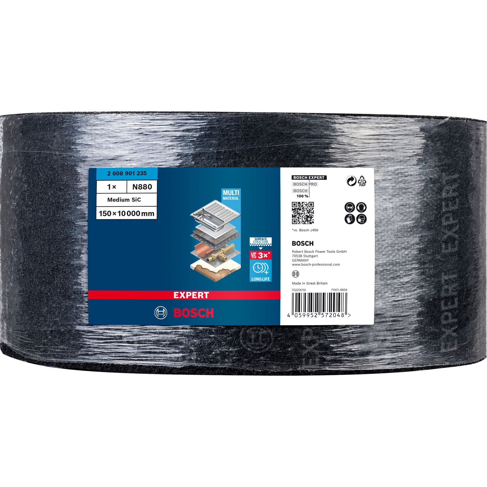 Bosch Expert N880 Vliesrolle zum Handschleifen 150 mm x 10 m Medium S - 2608901235