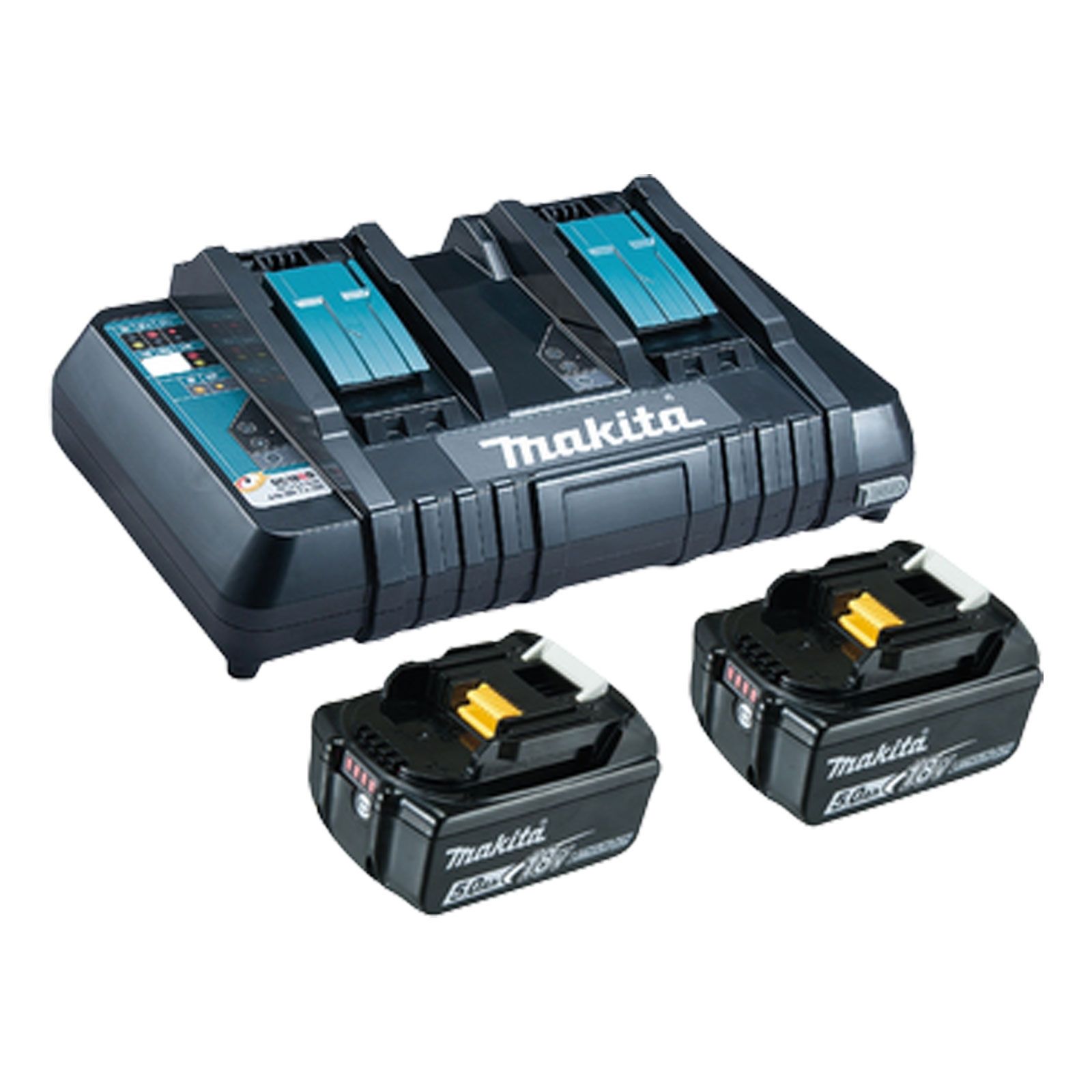 Makita Power Source-Kit Li 18 V / 2x 5,0 Ah Akku + Doppelladegerät - 199482-2