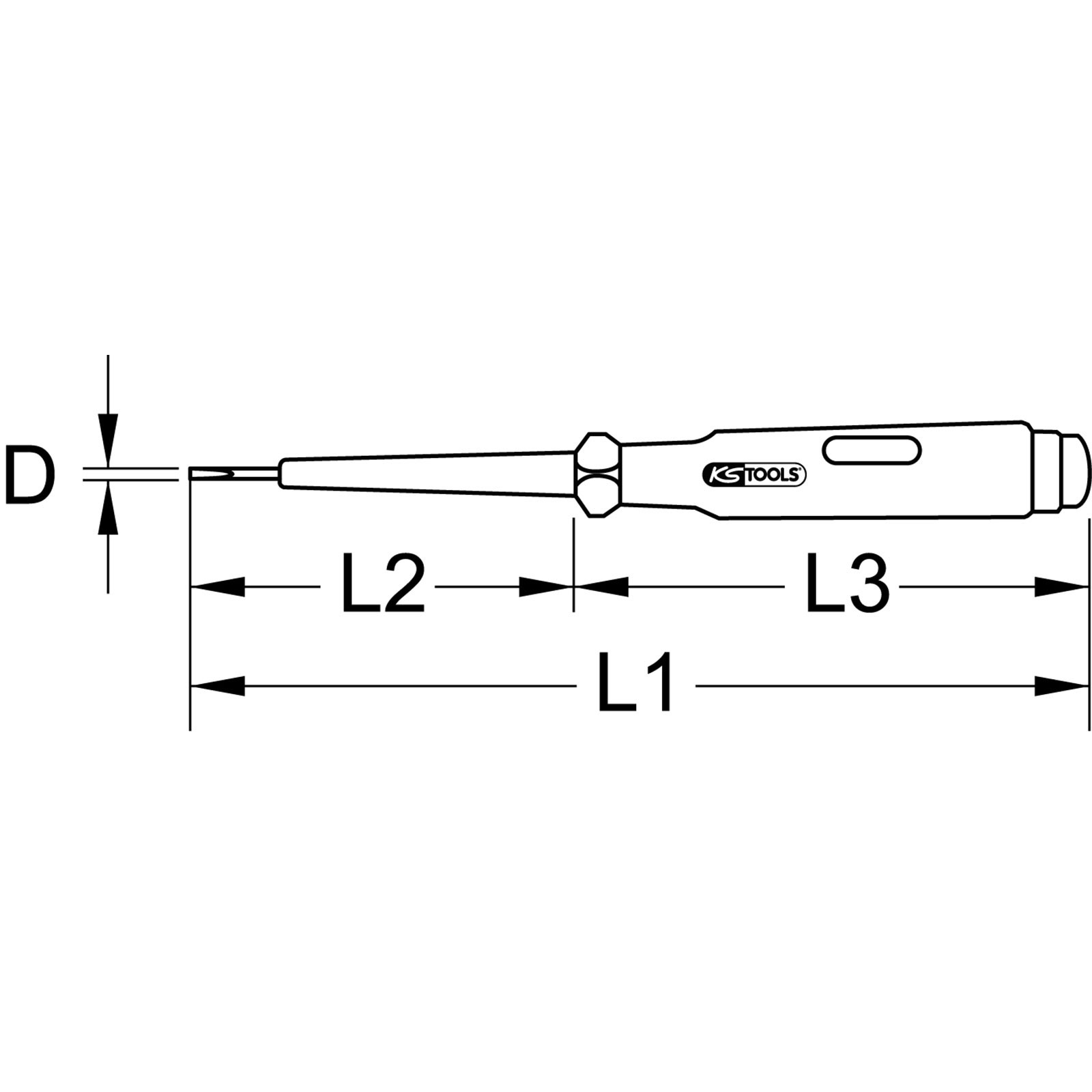 KS TOOLS Spannungsprüfer mit Schutzisolierung 100-500 V 140 mm - 911.2176