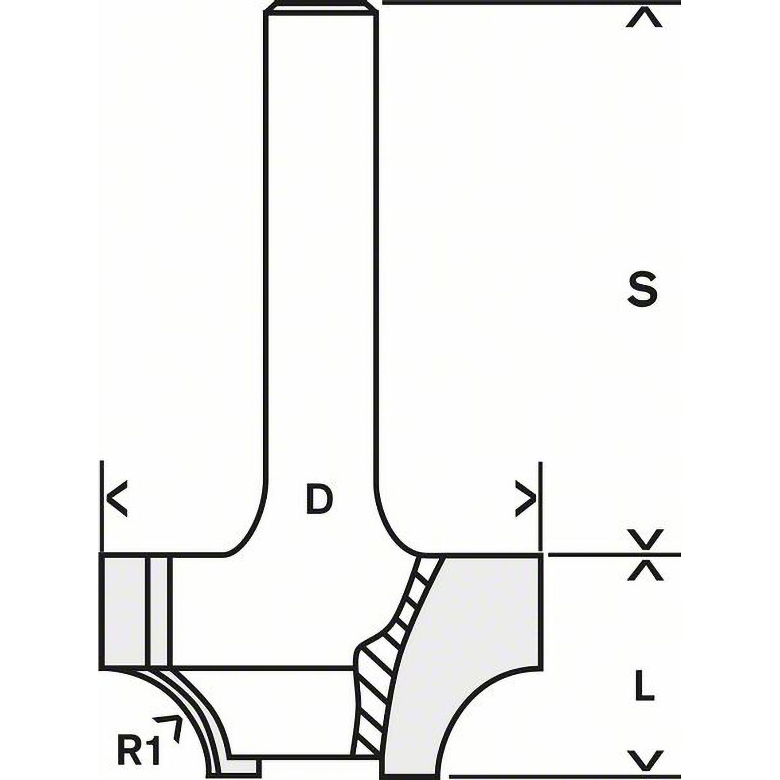 Bosch Kantenformfräser E 1/4" R1 6,3 mm Ø 25,4 mm L 14 mm G 46 mm - 2608628424