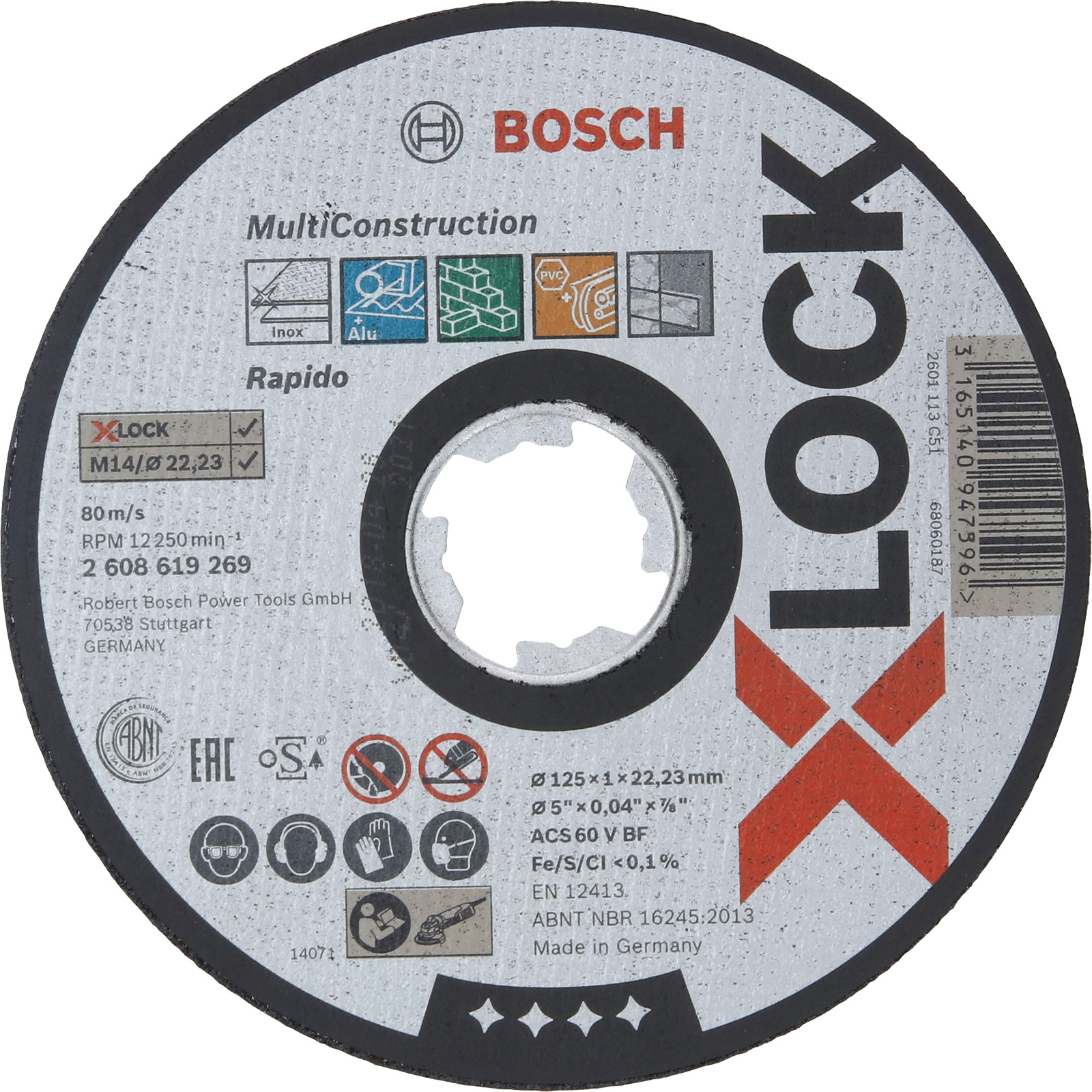 Bosch X-LOCK Trennscheibe Multi Material 125 x 1 x 22,23 mm gerade - 2608619269