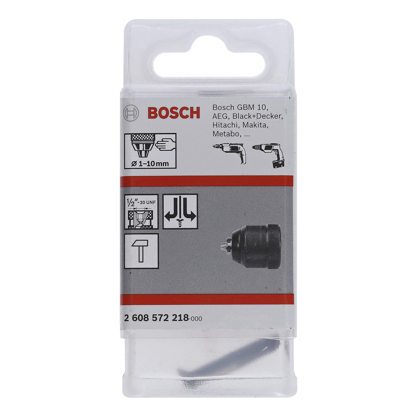 Bosch Schnellspannbohrfutter bis 10 mm, 1 bis 10 mm, 1/2 bis 20 - 2608572218