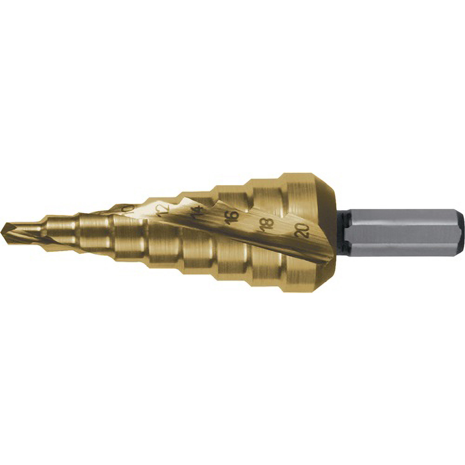 RUKO Stufenbohrer HSS-TiN spiralgenutet mit Kreuzanschliff Ø 4 - 20 mm - 101051T