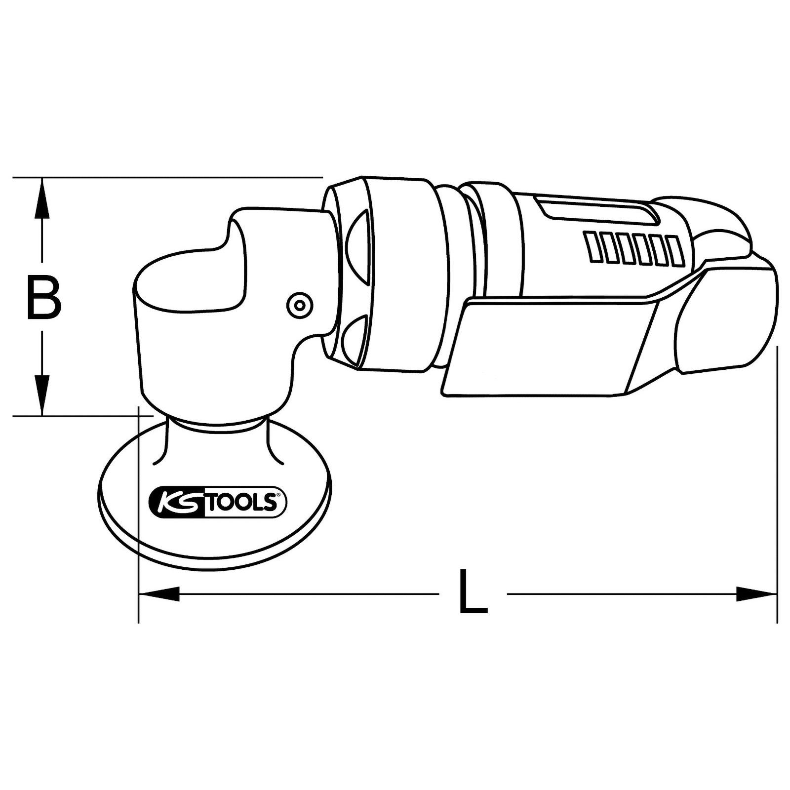 KS TOOLS SlimPOWER Mini-Druckluft-Schleifmaschine für große Pads 19000 U/min - 515.5580