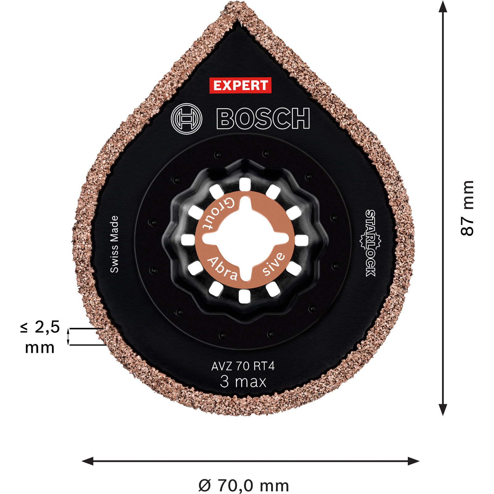 Bosch 10x Expert 3 max AVZ 70 RT4 Starlock Platte zum Entfernen von Fugen für Multifunktionswerkzeuge 70 mm - 2608900042