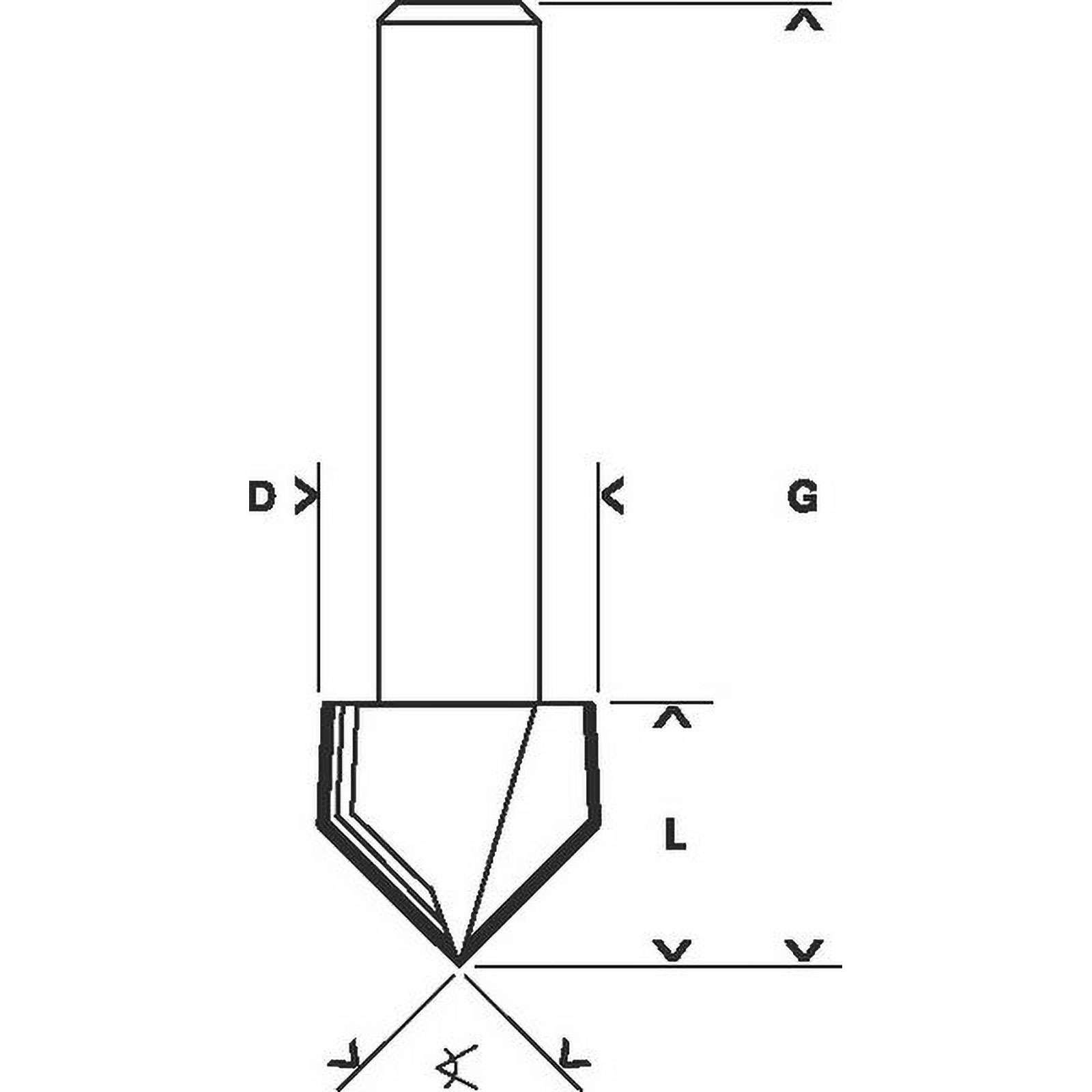 Bosch V-Nutfräser 1/4" Ø 12,7 mm L 12,7 mm G 45 mm 90° - 2608628415