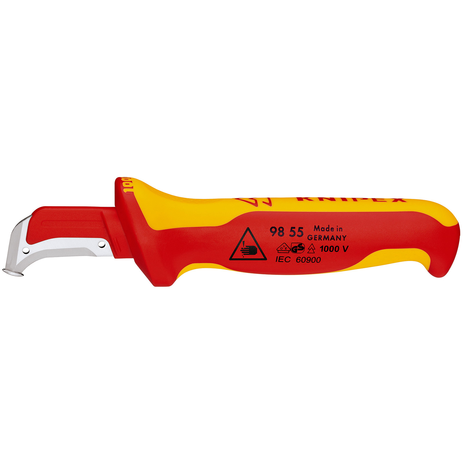 Knipex Kabelmantelmesser isolierender Mehrkomponenten-Griff, VDE-geprüft 180 mm - 9855SB