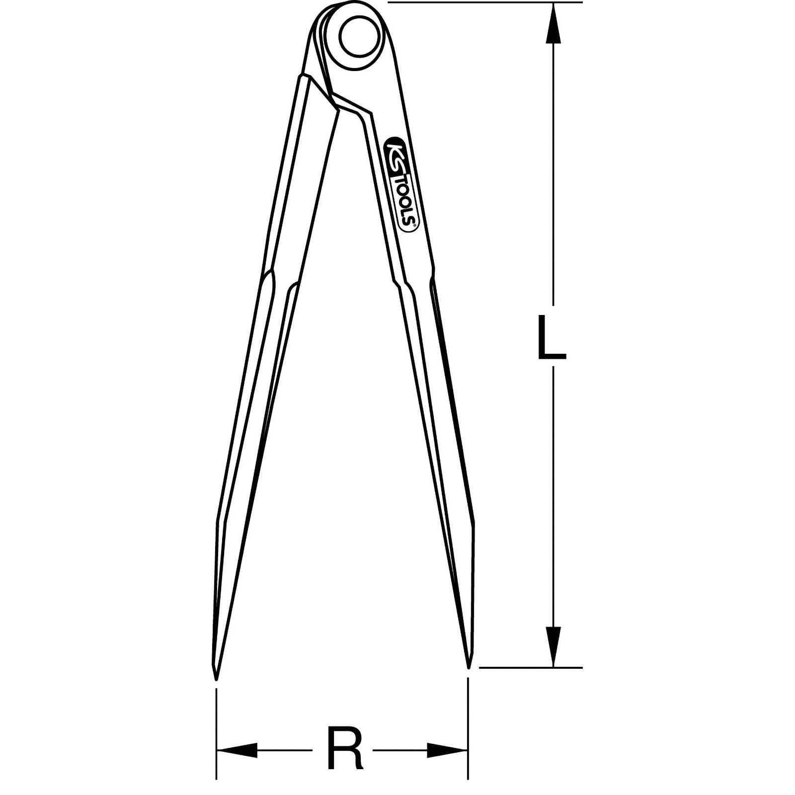 KS TOOLS Spitzzirkel ohne Stellbogen 400 mm - 300.0413