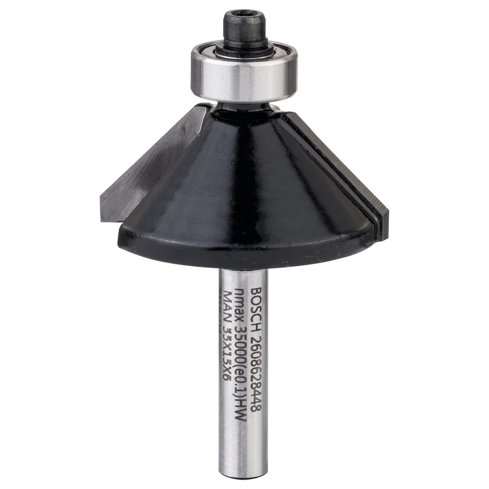 Bosch Fase-/Bündigfräser 6 mm D1 34,9 mm B 11,1 mm L 14,7 mm G 56 mm 45° - 2608628448