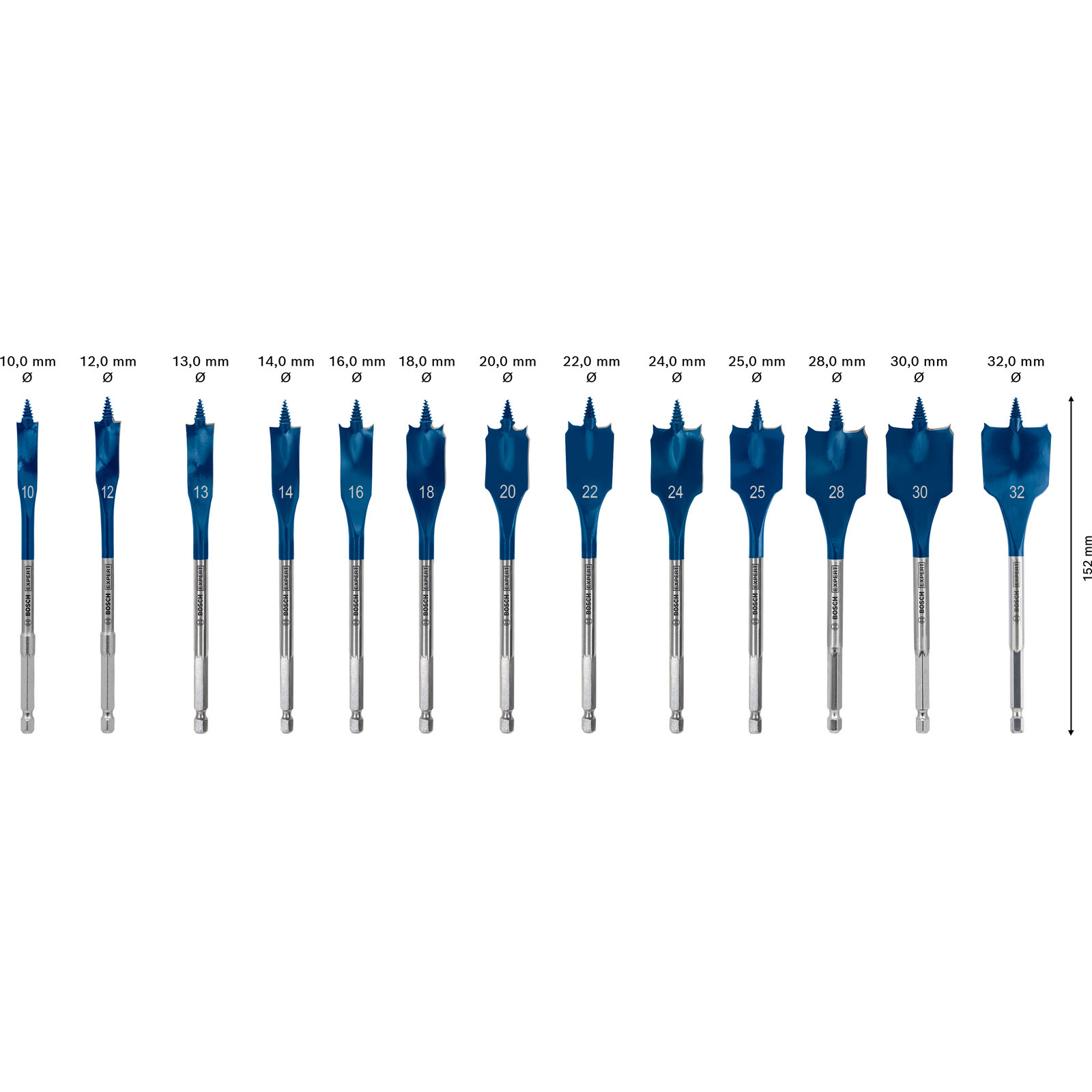 Bosch Expert SelfCut Speed Flachfräsbohrer-Set 10/12/13/14/16/18/20/22/24/25/28/30/32 mm 13tlg. - 2608900336