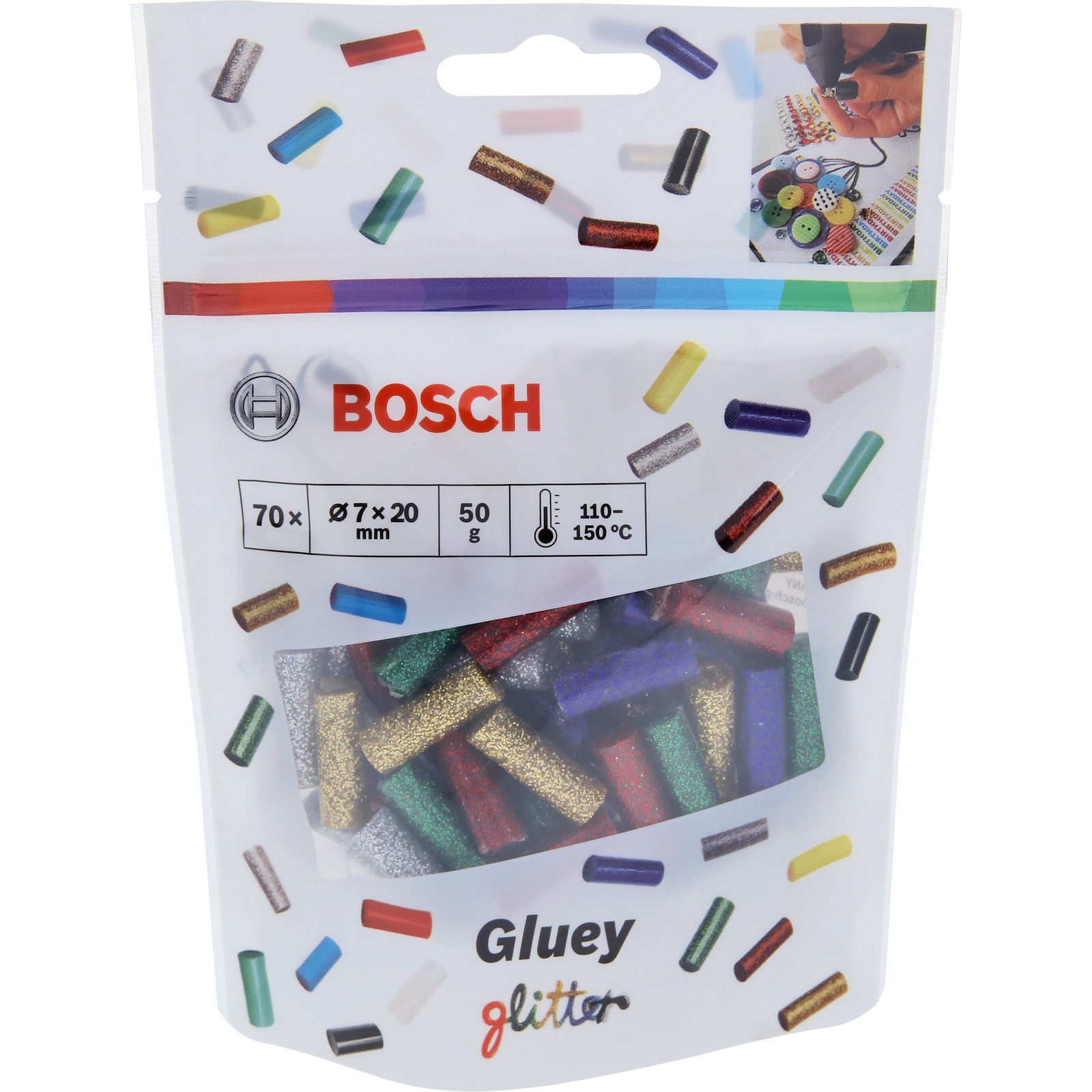 Bosch 70x Klebesticks Gluey Glitzer-Mix - 2608002006