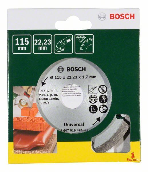 Bosch Diamanttrennscheibe für Baumaterial, Durchmesser: 115 mm - 2607019474