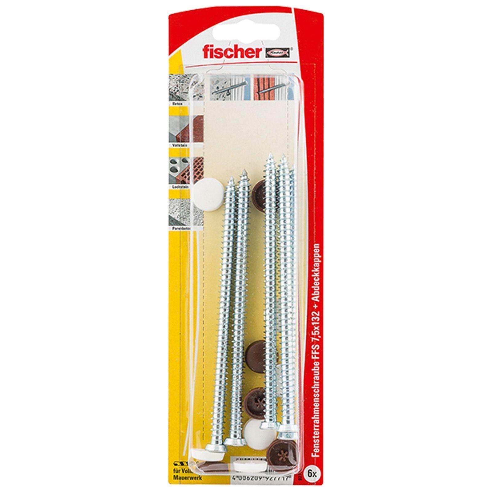 Fischer 6x Fensterrahmenschraube FFS 7,5x132 T30 - 92771