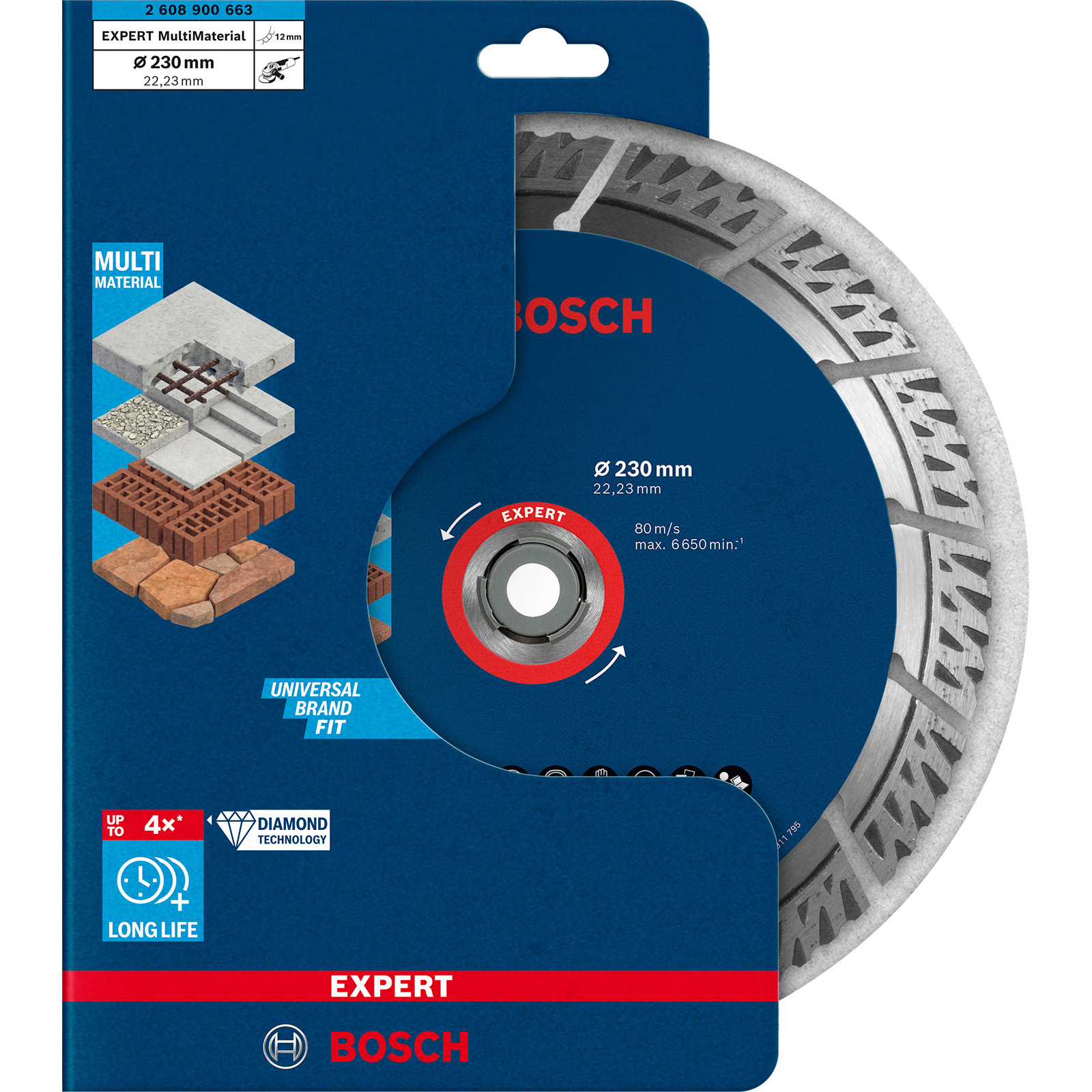 Bosch Expert MultiMaterial Diamanttrennscheiben 230 x 22,23 x 2,4 x 15 mm - 2608900663